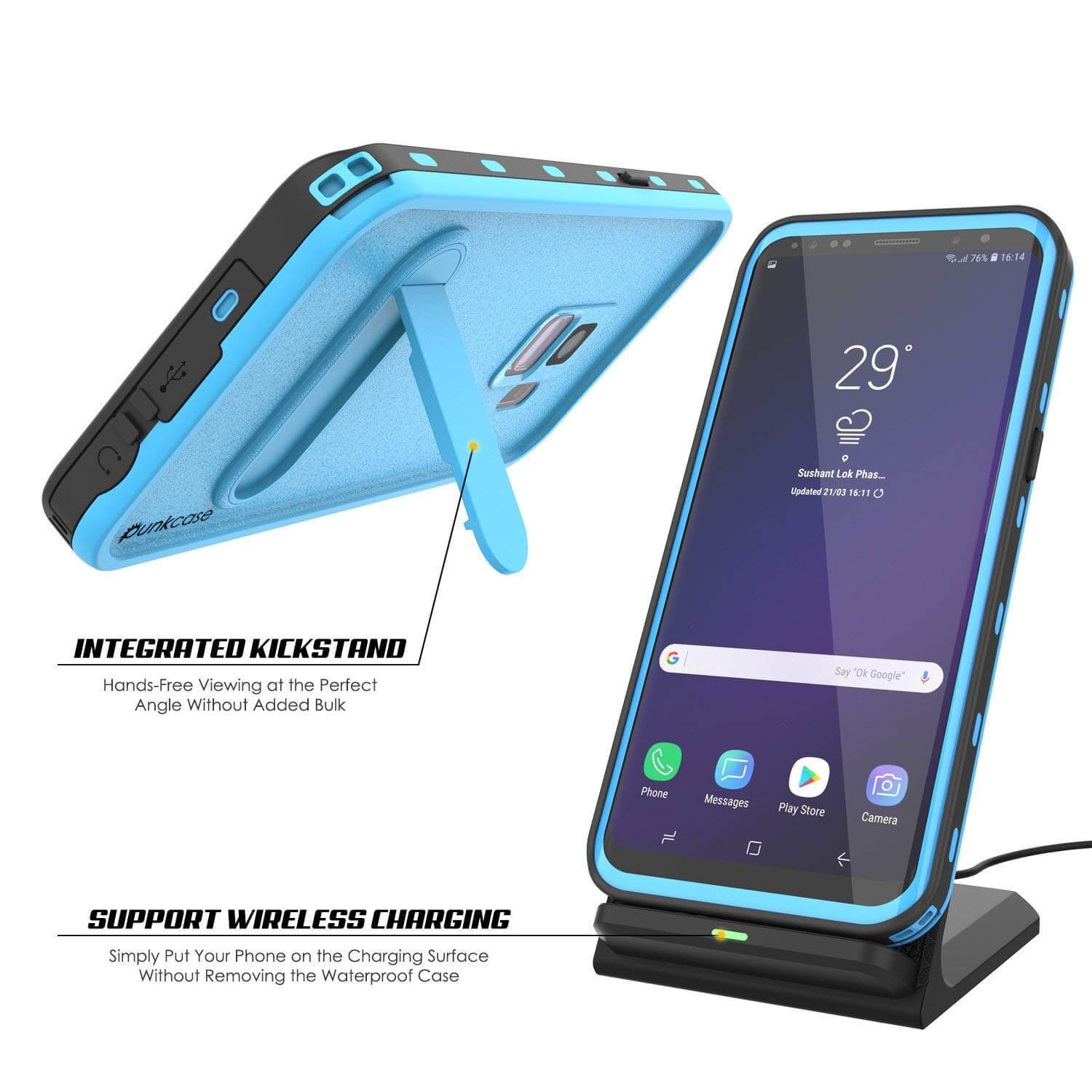 Galaxy S9 Water/Shockproof Slim Screen Protector Case [LIGHT Blue]