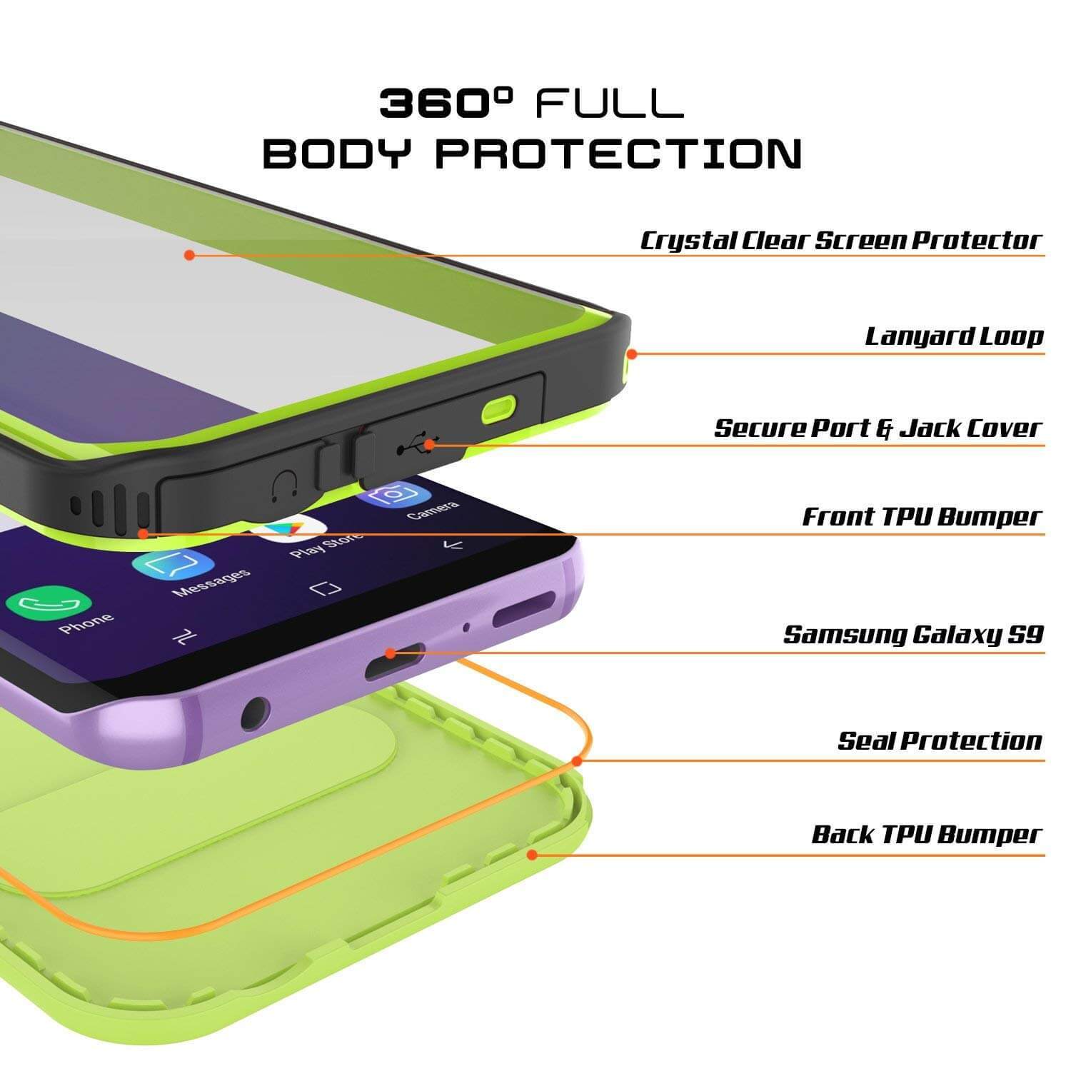 Galaxy S9 Water/Shockproof Slim Screen Protector Case [LIGHT GREEN]