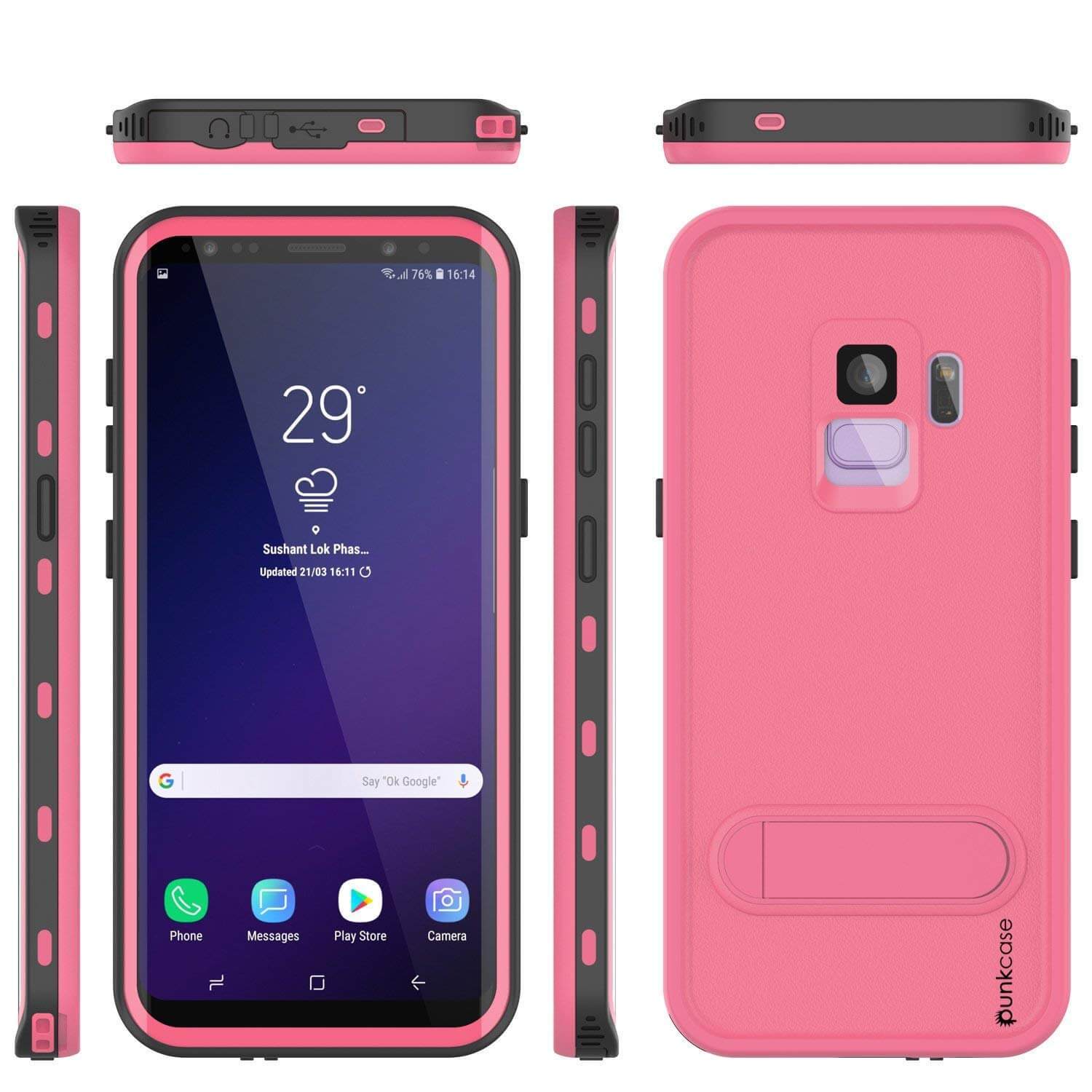 Galaxy S9 Water/Shockproof Slim Screen Protector Case [Pink]