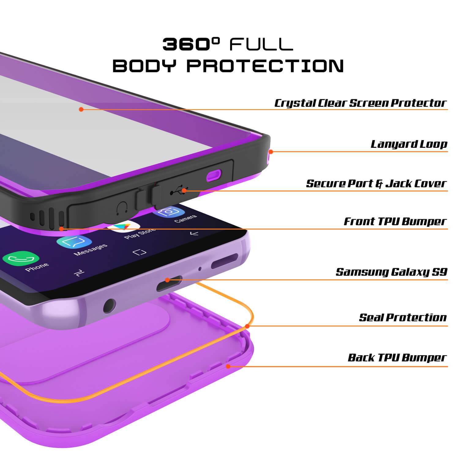 Galaxy S9 Water/Shockproof Slim Screen Protector Case [PURPLE]
