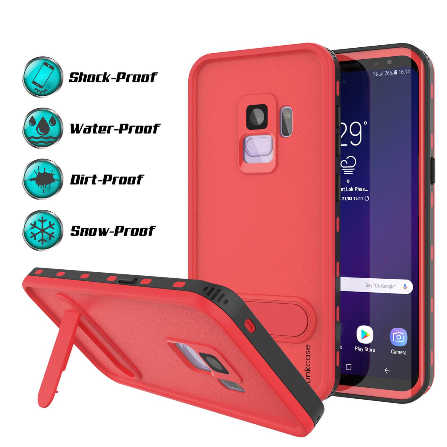 Galaxy S9 Water/Shockproof Slim Screen Protector Case [Red]