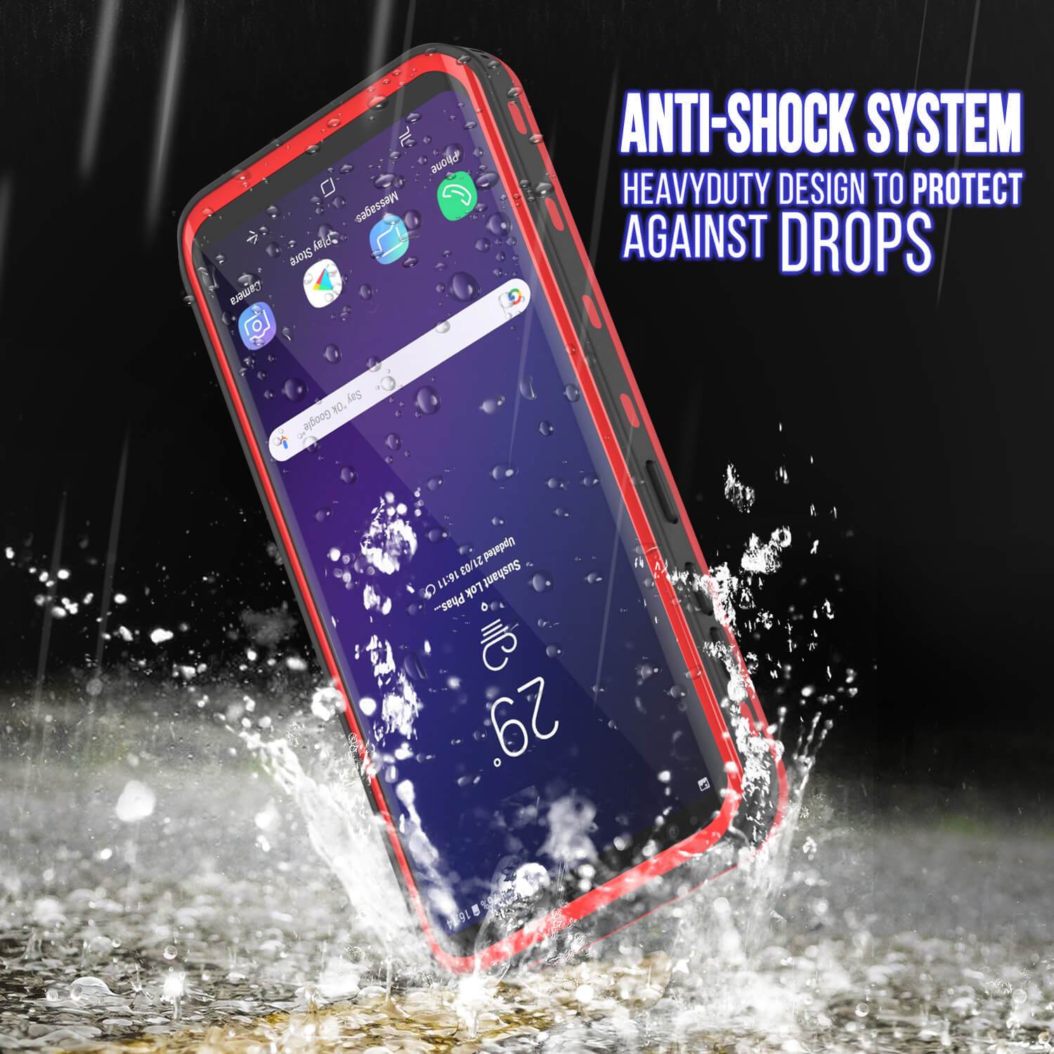 Galaxy S9 Water/Shockproof Slim Screen Protector Case [Red]
