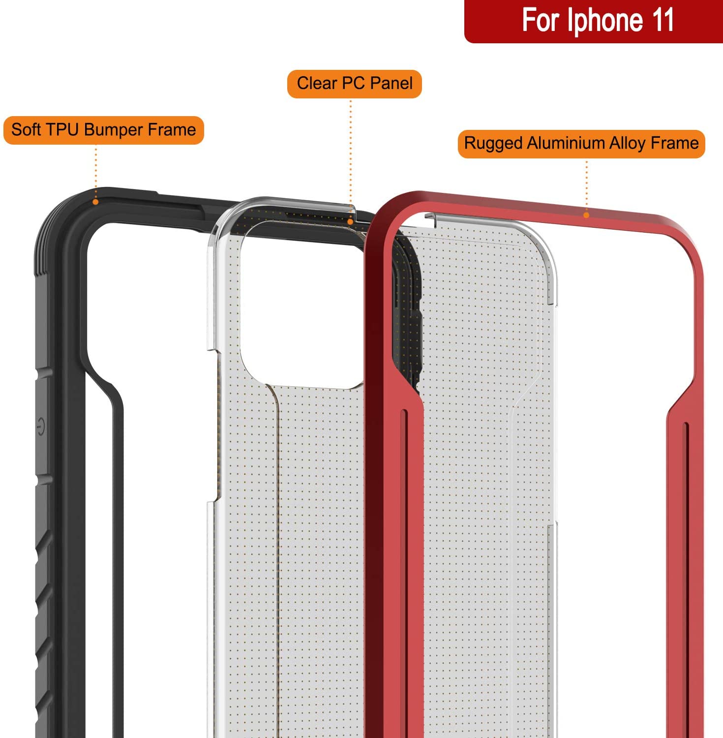 Punkcase iPhone 11 ravenger Case Protective Military Grade Multilayer Cover [Red]