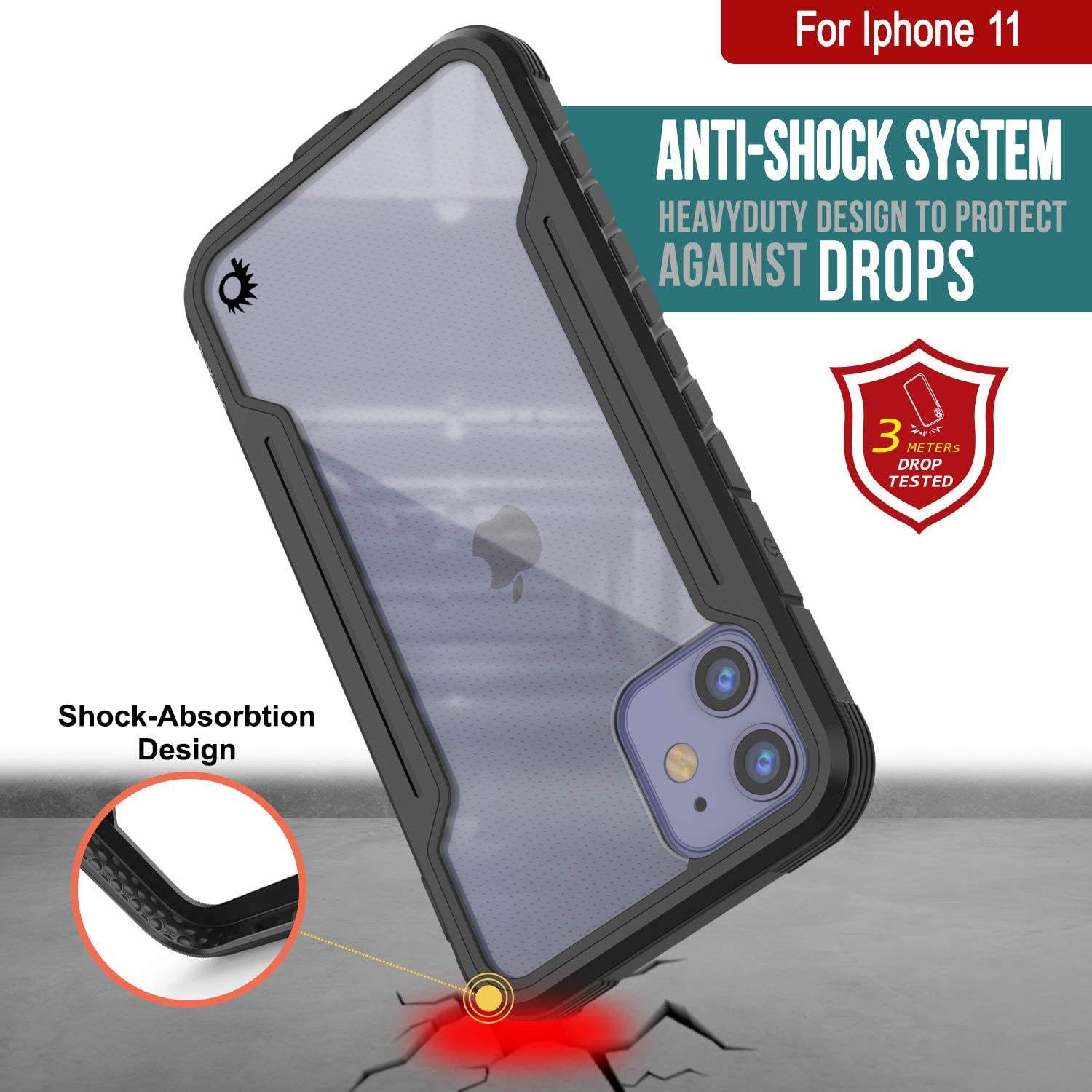 Punkcase iPhone 12 ravenger Case Protective Military Grade Multilayer Cover [Black]