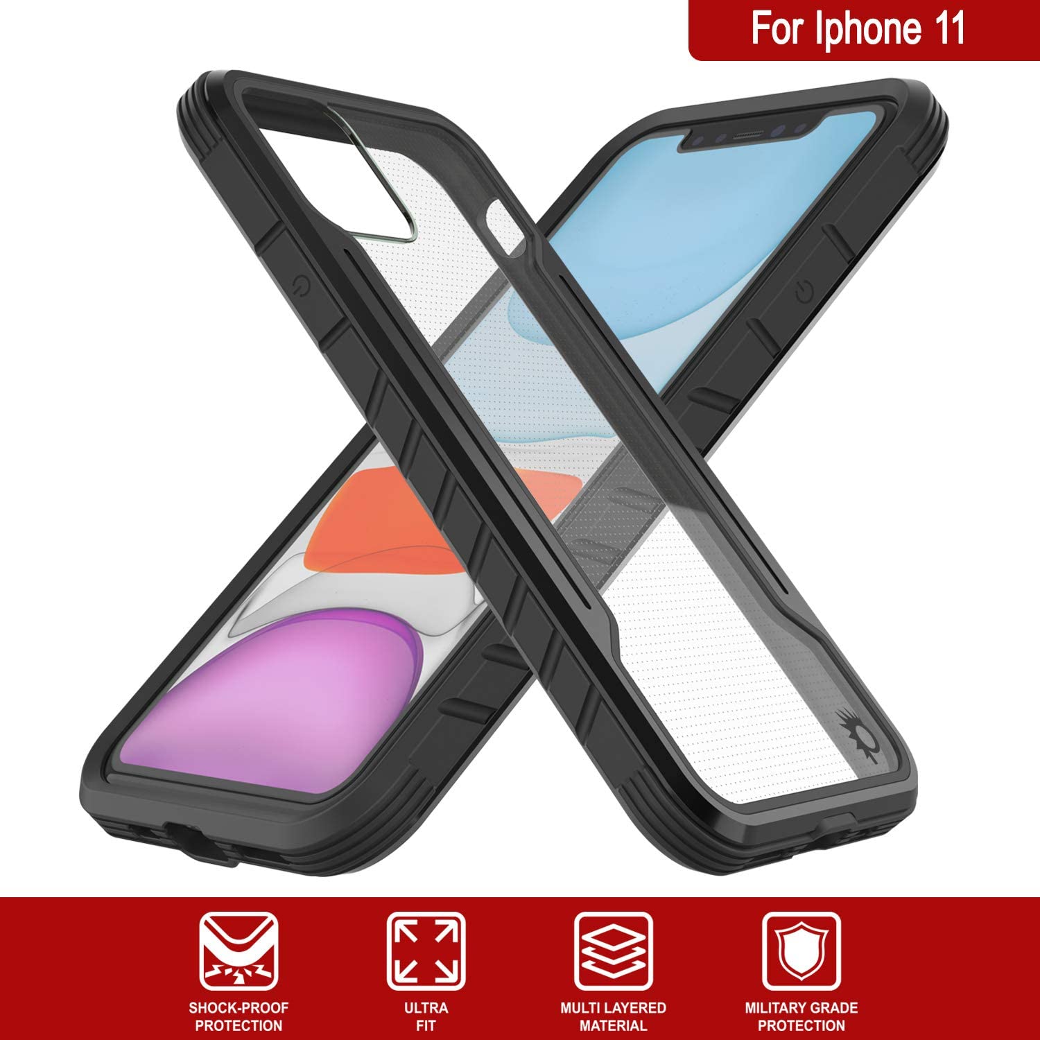 Punkcase iPhone 12 ravenger Case Protective Military Grade Multilayer Cover [Black]