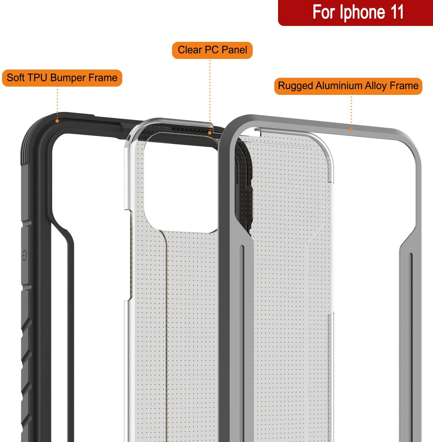 Punkcase iPhone 11 ravenger Case Protective Military Grade Multilayer Cover [Grey-Black]