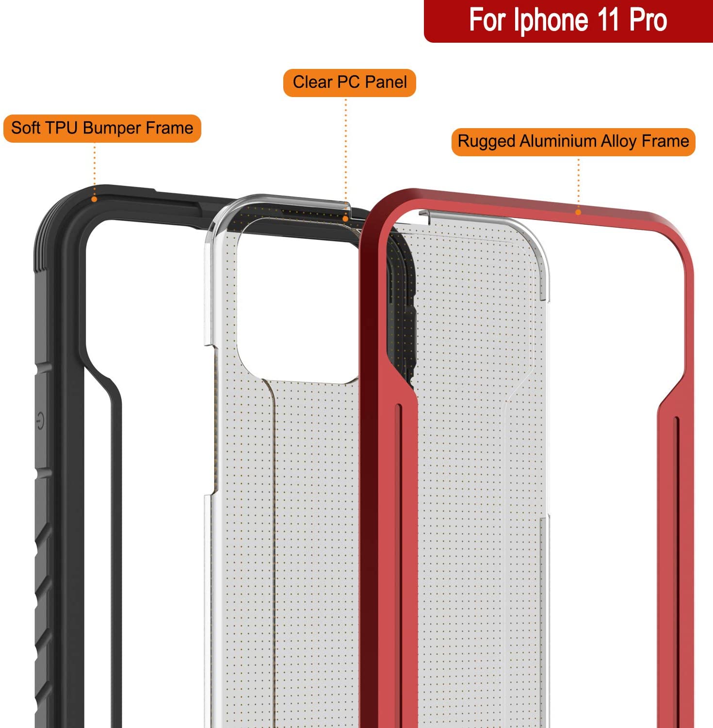 Punkcase iPhone 12 Pro ravenger Case Protective Military Grade Multilayer Cover [Red]