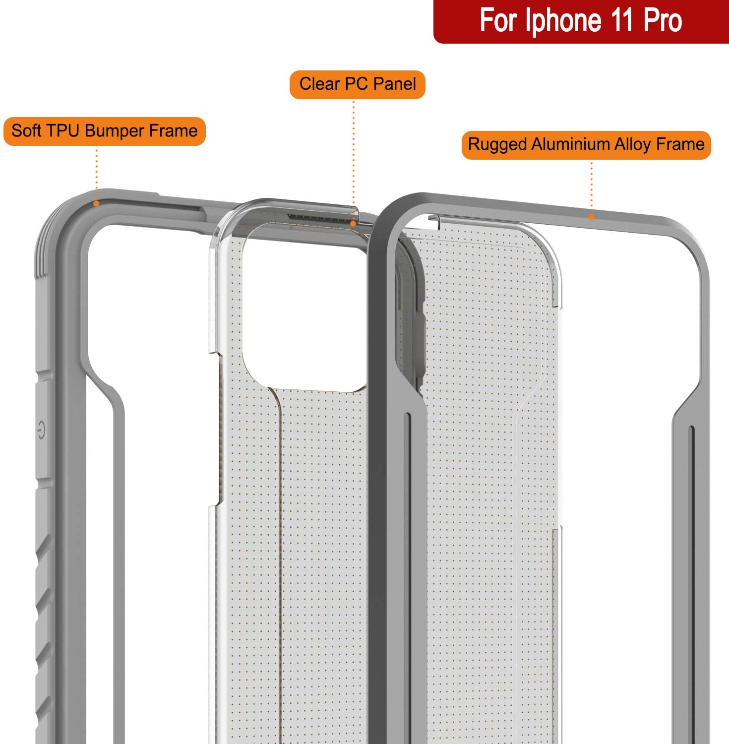Punkcase iPhone 12 Pro ravenger Case Protective Military Grade Multilayer Cover [Grey]