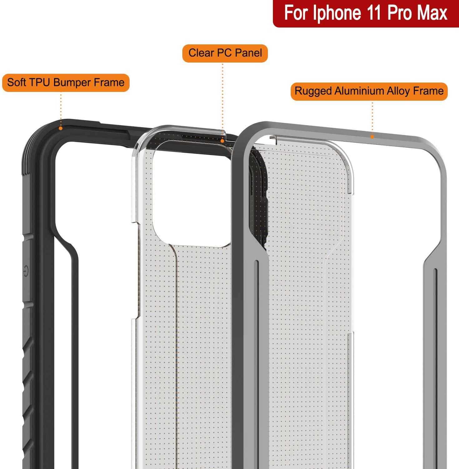 Punkcase iPhone 11 Pro Max ravenger Case Protective Military Grade Multilayer Cover [Grey-Black]