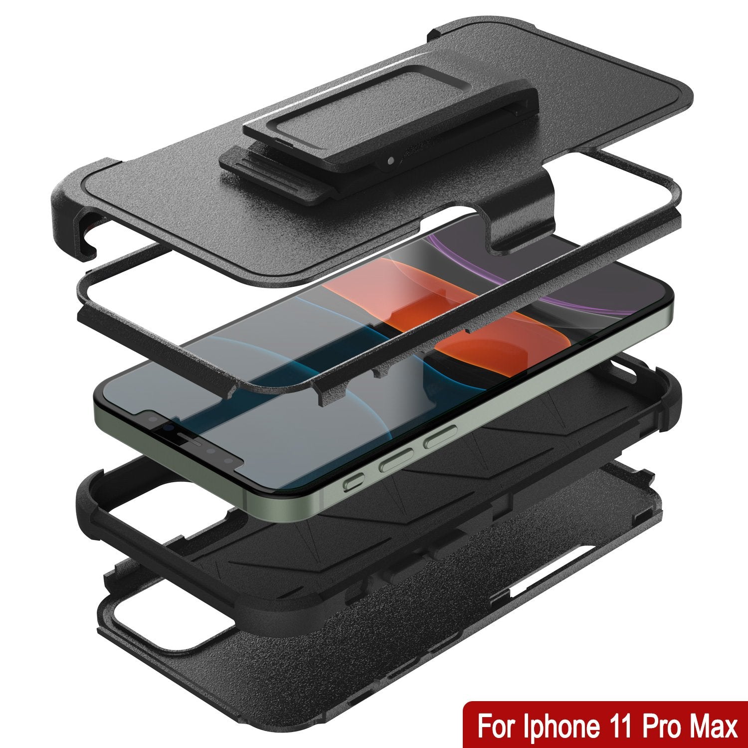 Punkcase for iPhone 11 Pro Max Belt Clip Multilayer Holster Case [Patron Series] [Black]