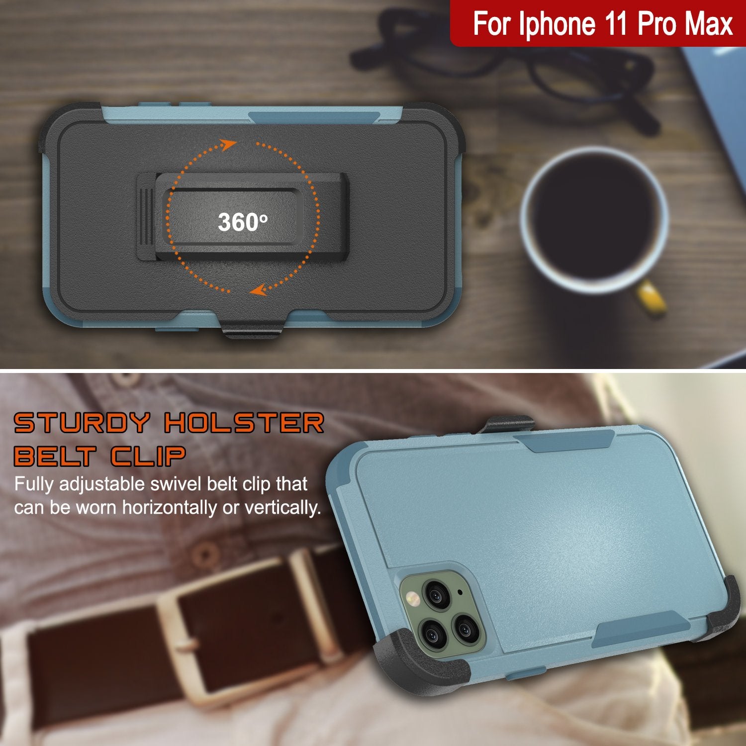 Punkcase for iPhone 11 Pro Max Belt Clip Multilayer Holster Case [Patron Series] [Mint]