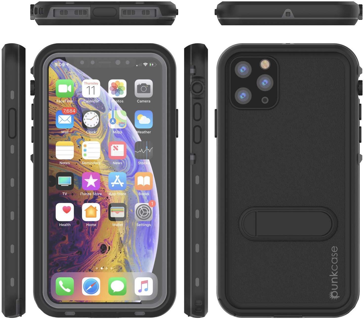 iPhone 11 Pro Max Waterproof Case, Punkcase [KickStud Series] Armor Cover [Black]