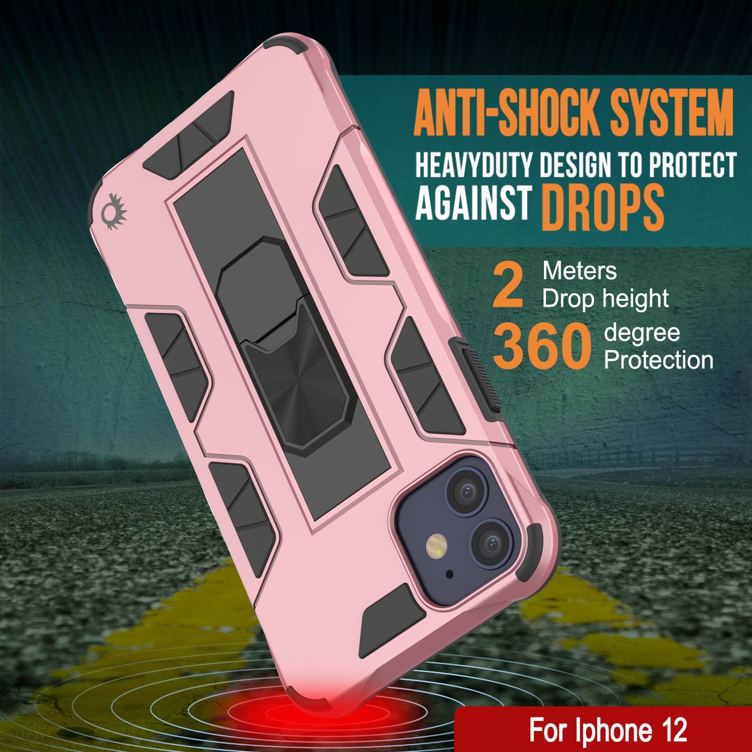 Punkcase iPhone 12 Case [ArmorShield Series] Military Style Protective Dual Layer Case Rose-Gold
