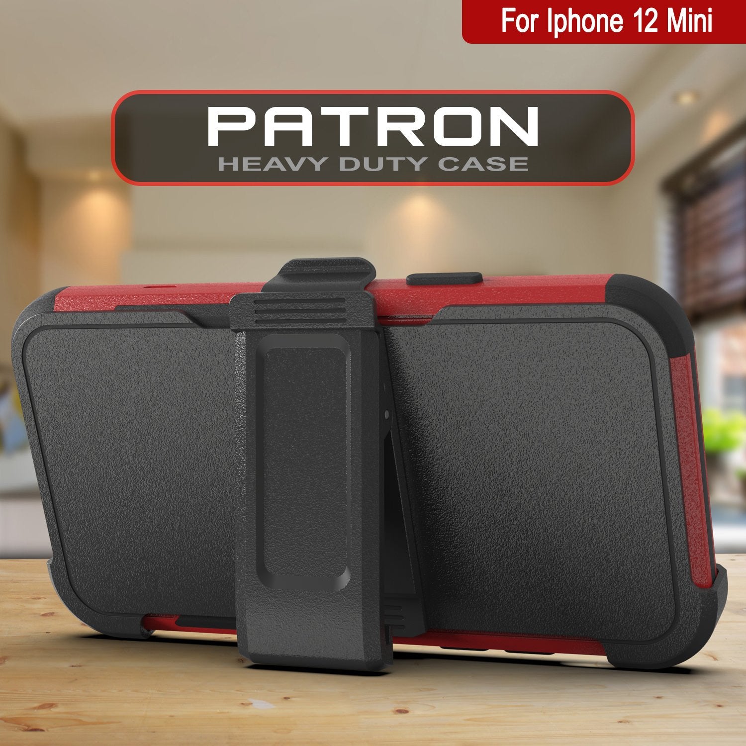 Punkcase for iPhone 12 Mini Belt Clip Multilayer Holster Case [Patron Series] [Red-Black]