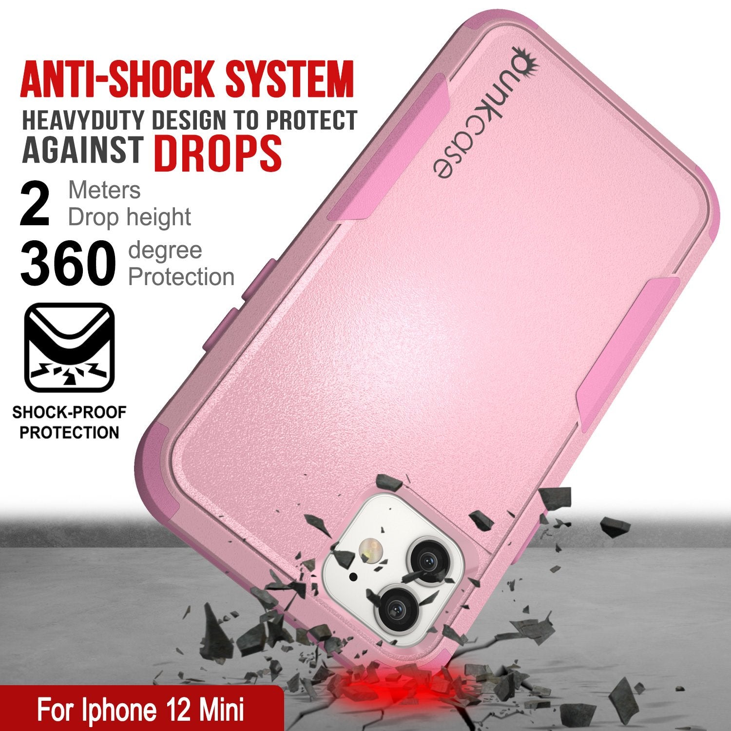 Punkcase for iPhone 12 Mini Belt Clip Multilayer Holster Case [Patron Series] [Pink]