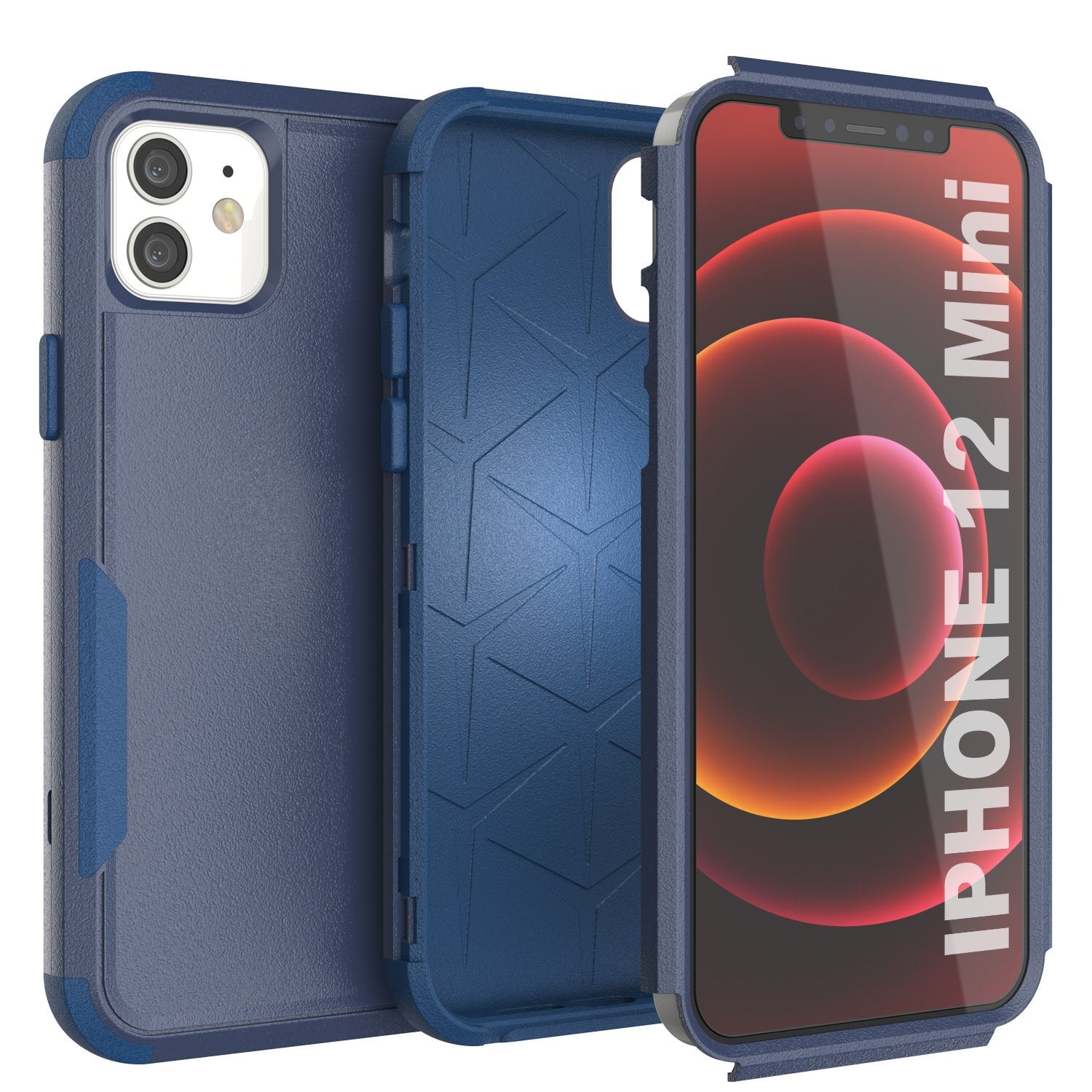 Punkcase for iPhone 12 Mini Belt Clip Multilayer Holster Case [Patron Series] [Navy]