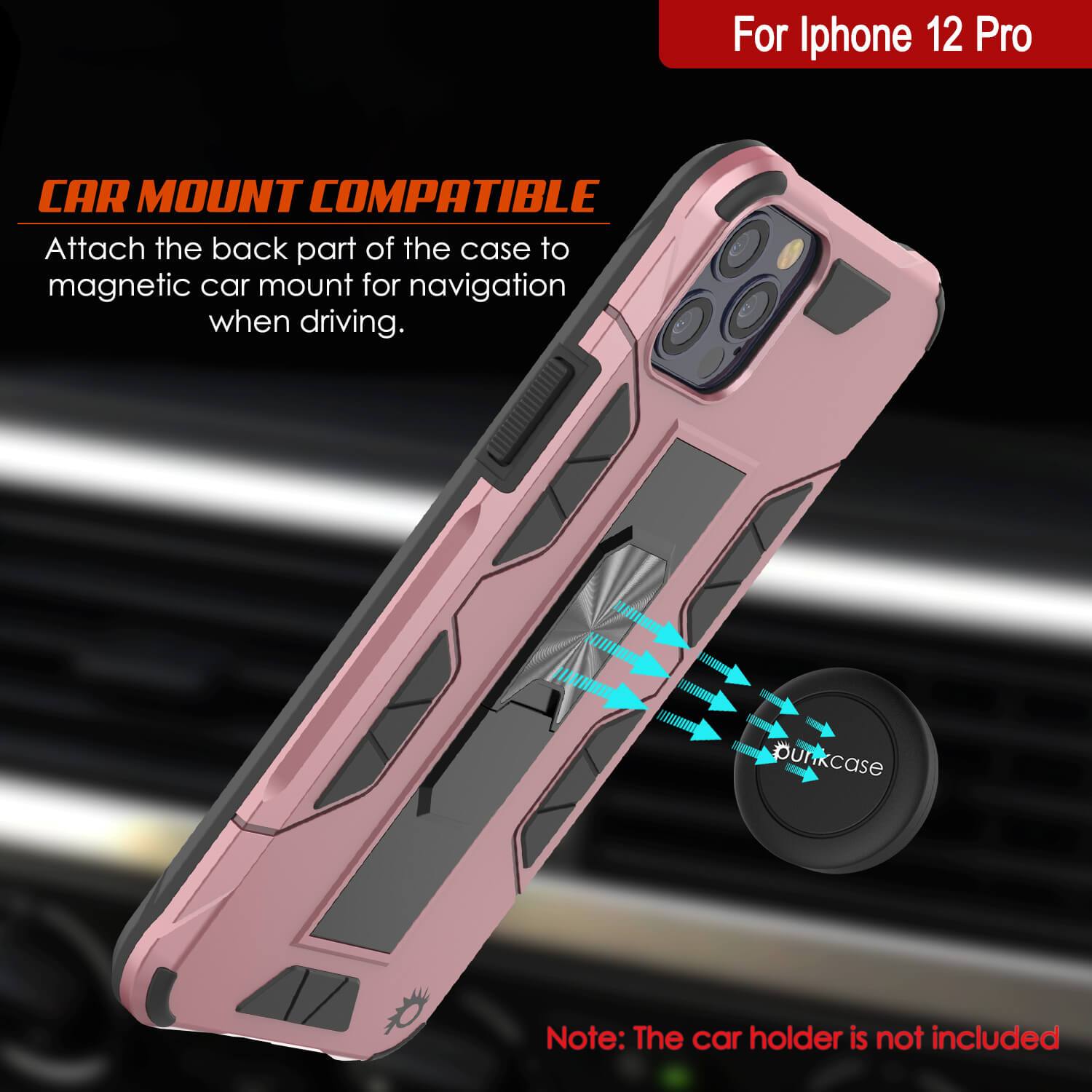 Punkcase iPhone 12 Pro Case [ArmorShield Series] Military Style Protective Dual Layer Case Rose-Gold