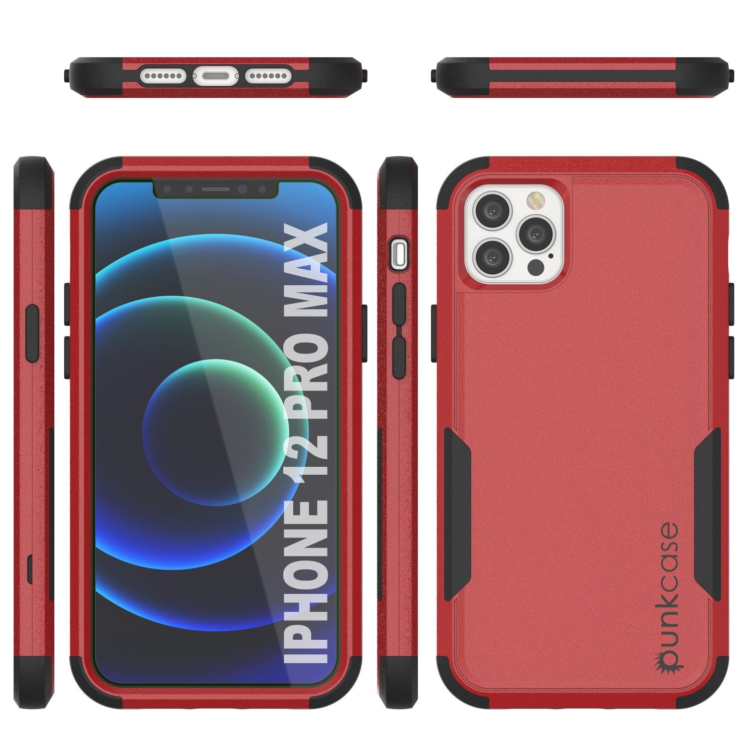 Punkcase for iPhone 12 Pro Max Belt Clip Multilayer Holster Case [Patron Series] [Red-Black]
