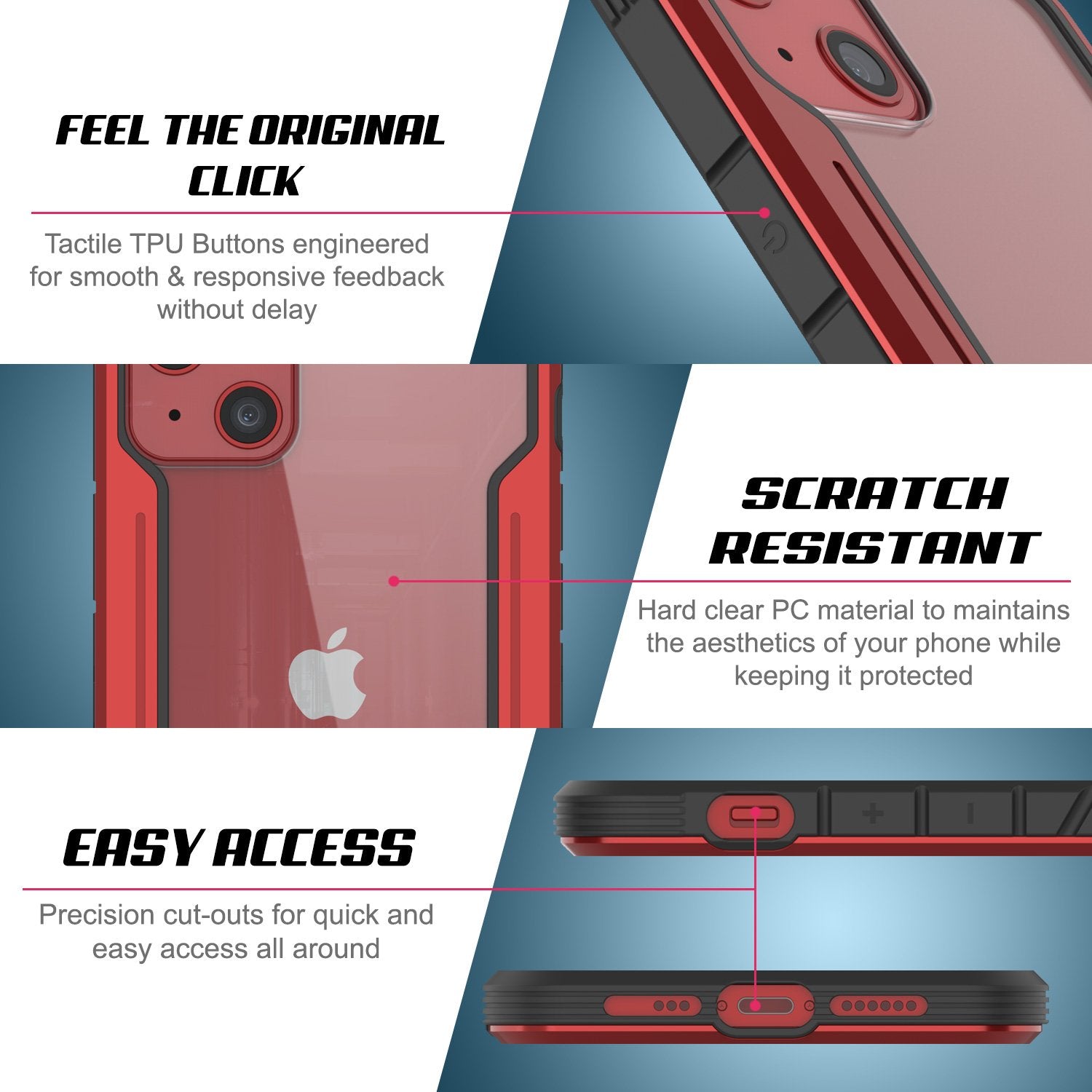 Punkcase iPhone 14 Ravenger MAG Defense Case Protective Military Grade Multilayer Cover [Red]