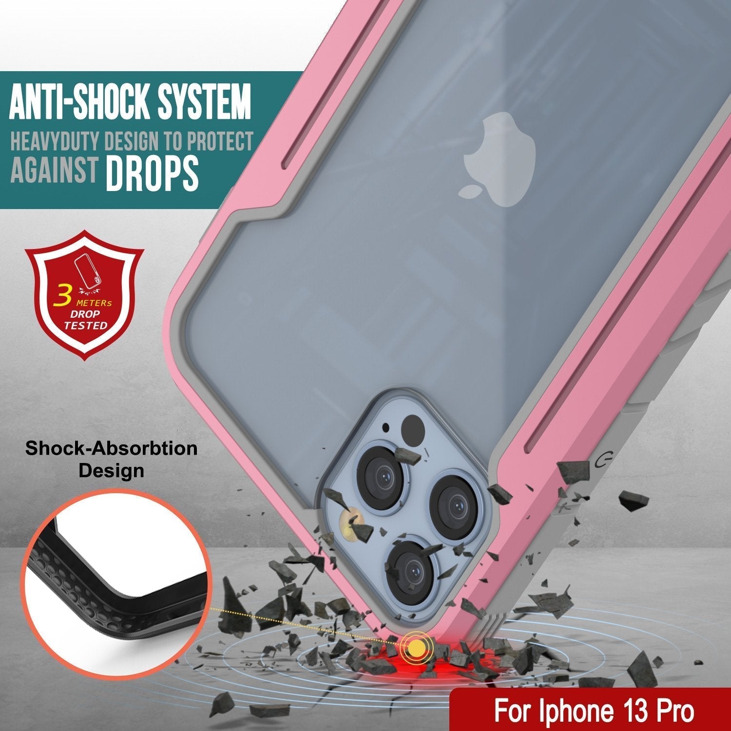 Punkcase iPhone 14 Pro Ravenger MAG Defense Case Protective Military Grade Multilayer Cover [Rose-Gold]