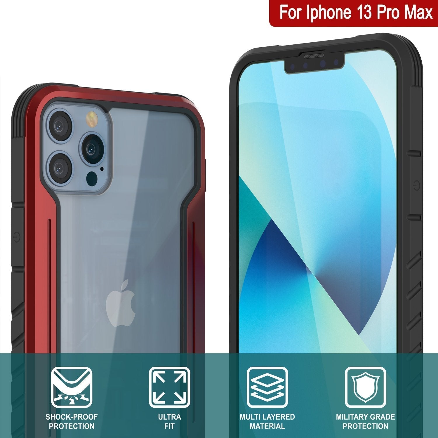 Punkcase iPhone 14 Pro Max Ravenger MAG Defense Case Protective Military Grade Multilayer Cover [Red]