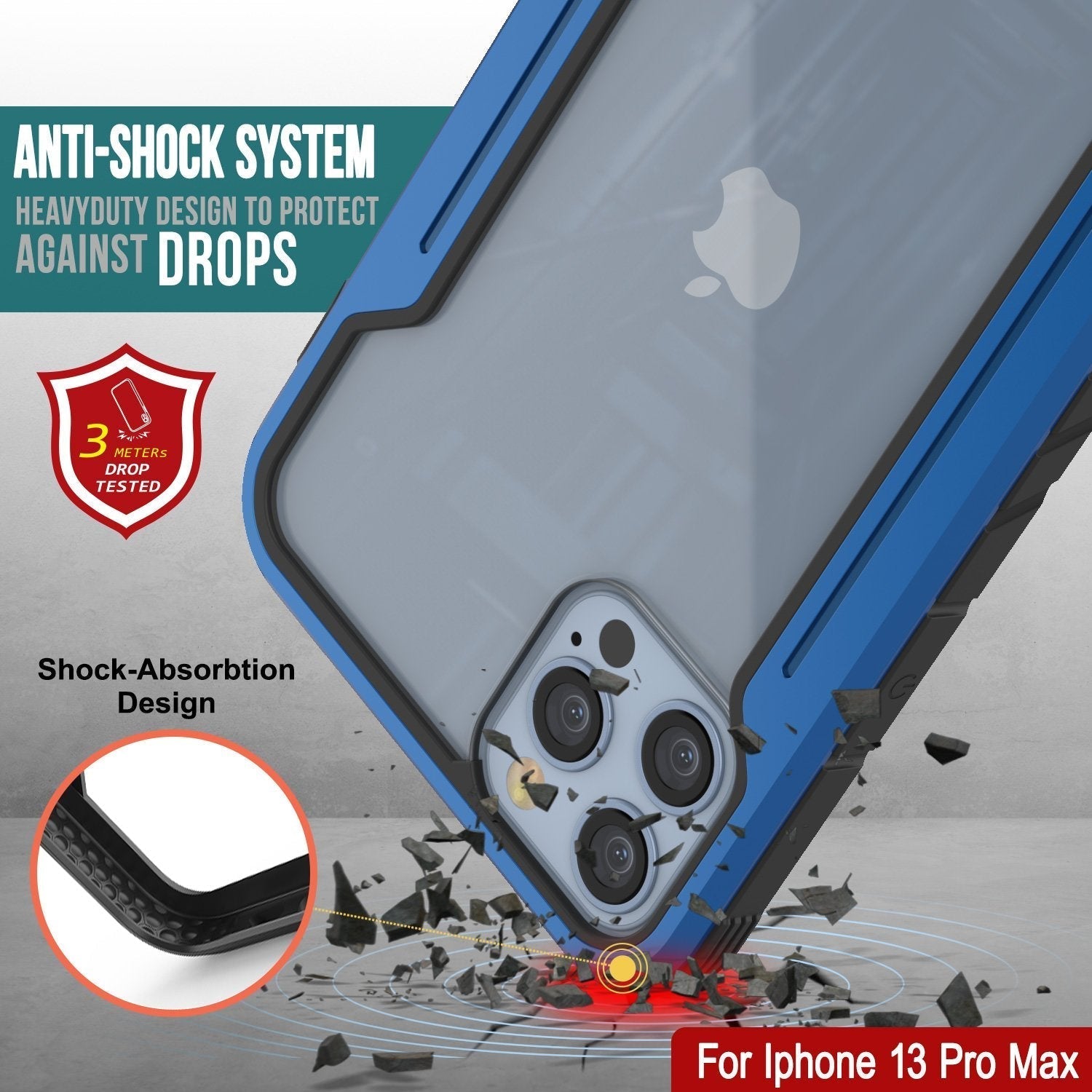 Punkcase iPhone 14 Pro Max Ravenger MAG Defense Case Protective Military Grade Multilayer Cover [Navy Blue]