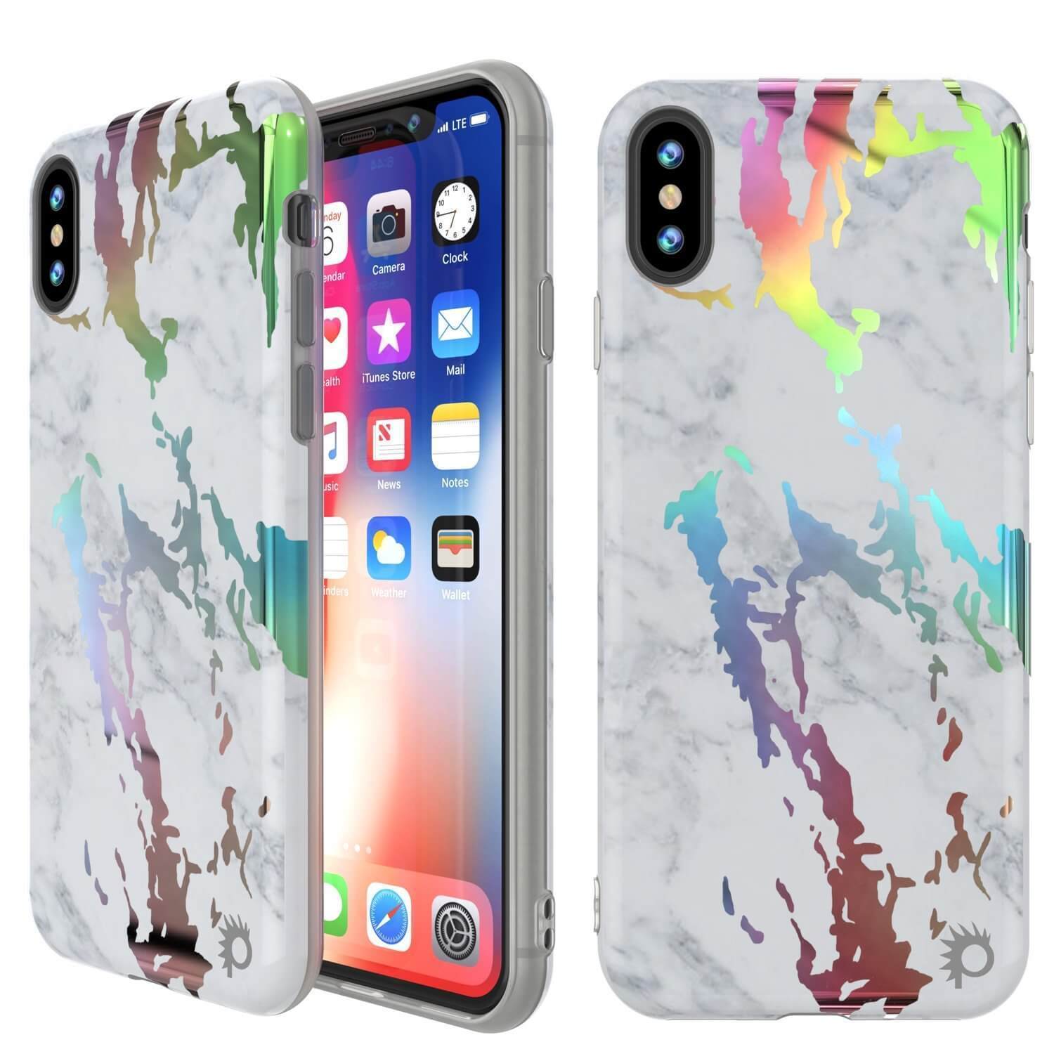 Punkcase iPhone XS Max Marble Case, Protective Full Body Cover W/9H Tempered Glass Screen Protector (Blanco Marmo)