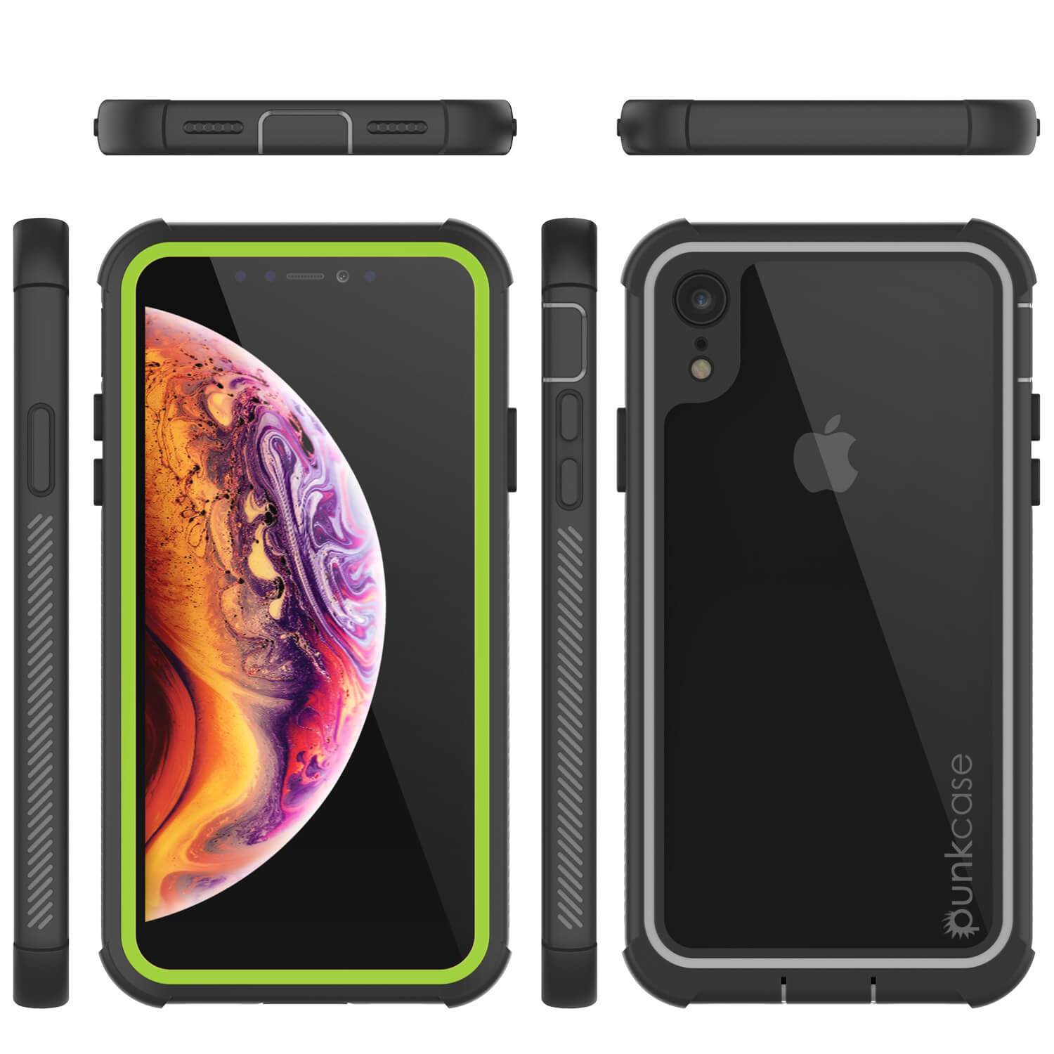 PunkCase iPhone XR Case, [Spartan Series] Clear Rugged Heavy Duty Cover W/Built in Screen Protector [Light-Green]