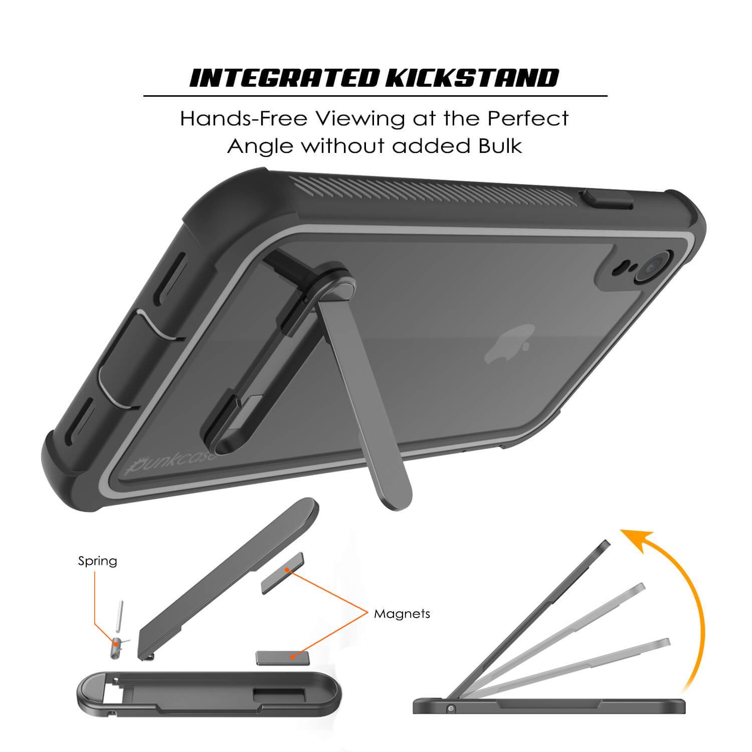 PunkCase iPhone XR Case, [Spartan Series] Clear Rugged Heavy Duty Cover W/Built in Screen Protector [Pink]