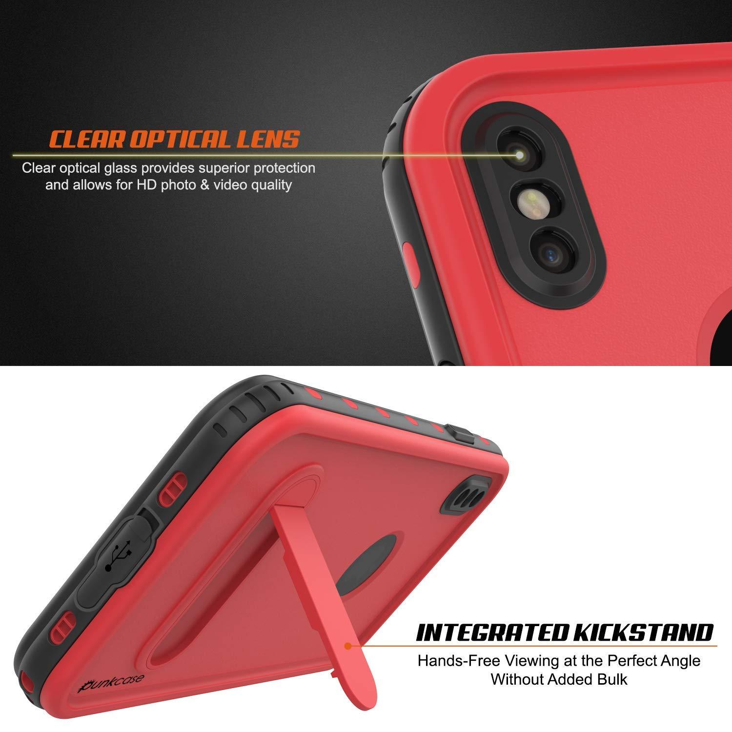 iPhone XR Waterproof Case, Punkcase [KickStud Series] Armor Cover [Red]