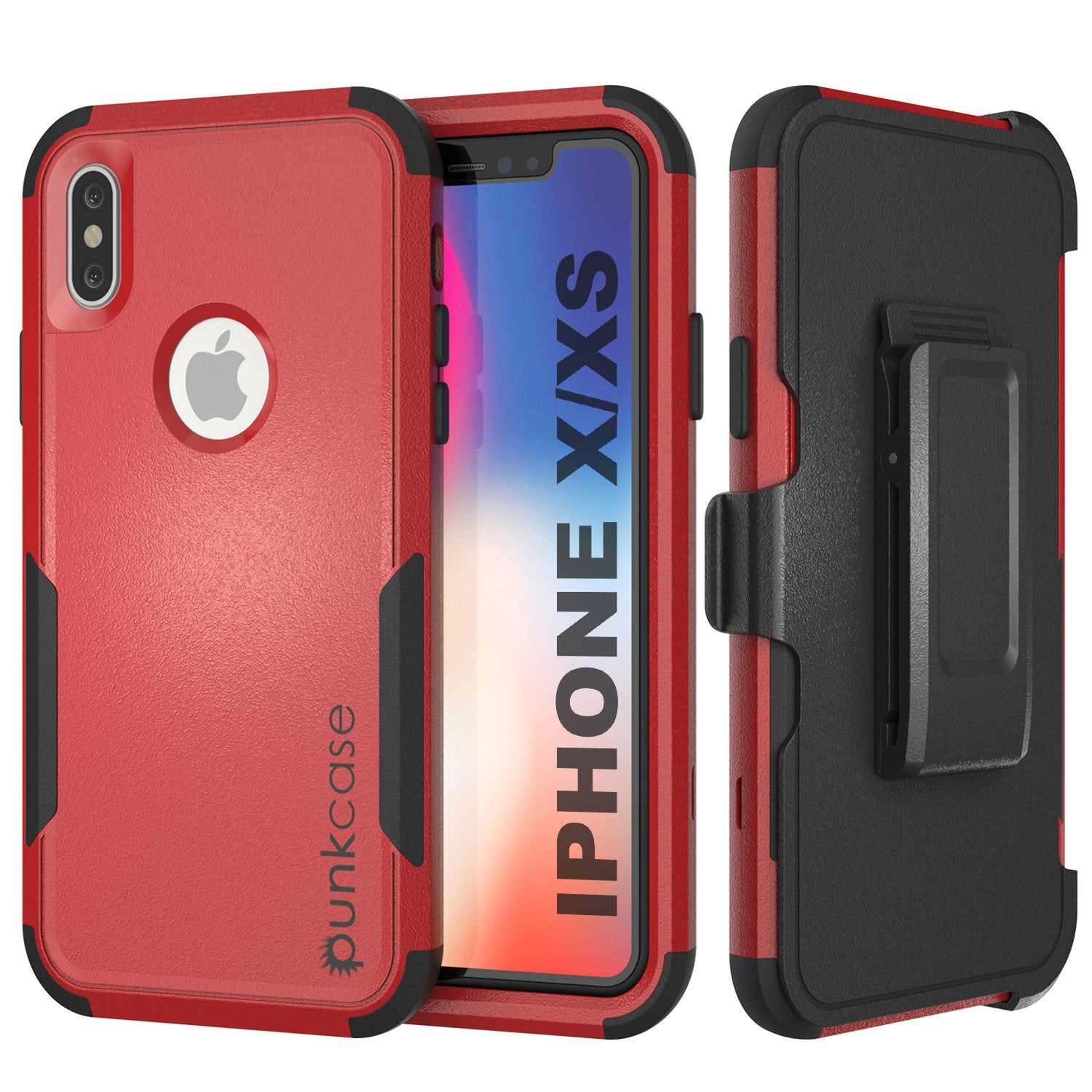 Punkcase for iPhone XS Belt Clip Multilayer Holster Case [Patron Series] [Red-Black]