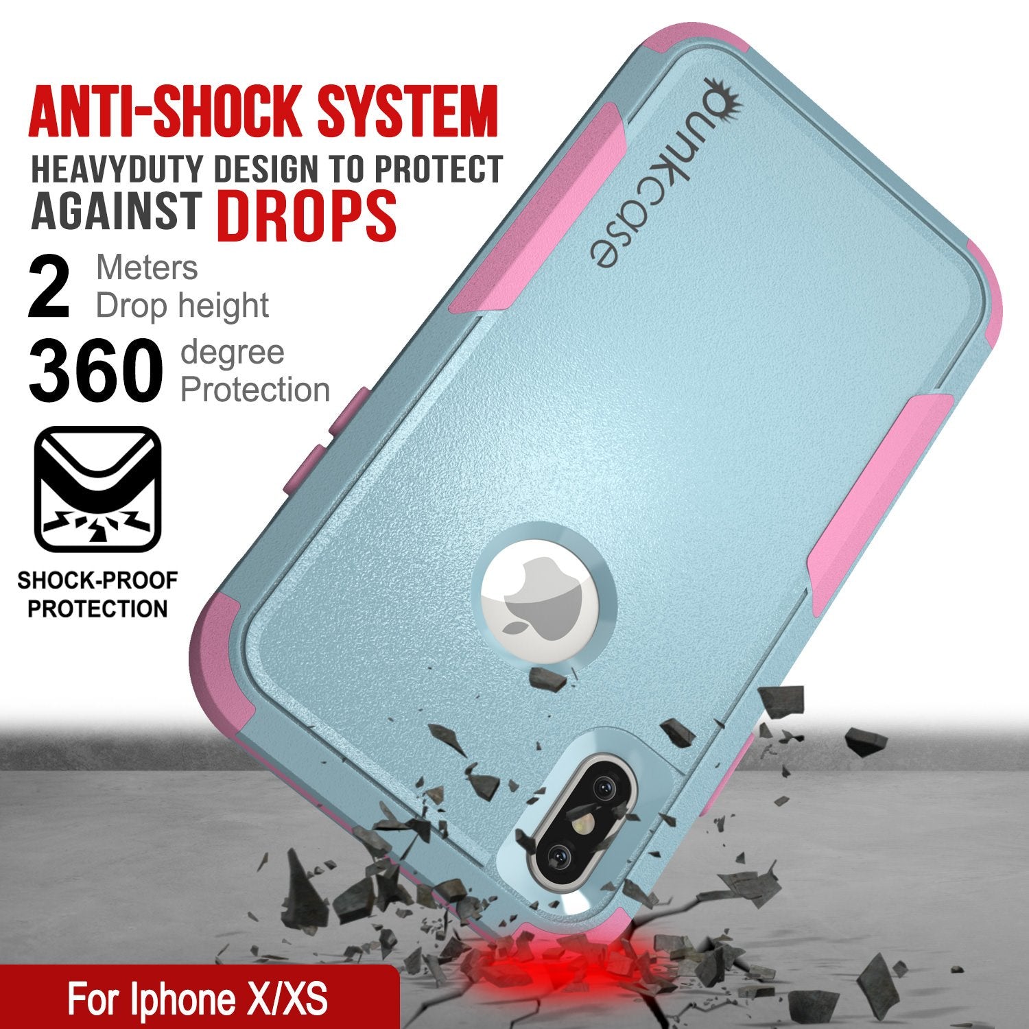 Punkcase for iPhone XS Belt Clip Multilayer Holster Case [Patron Series] [Mint-Pink]