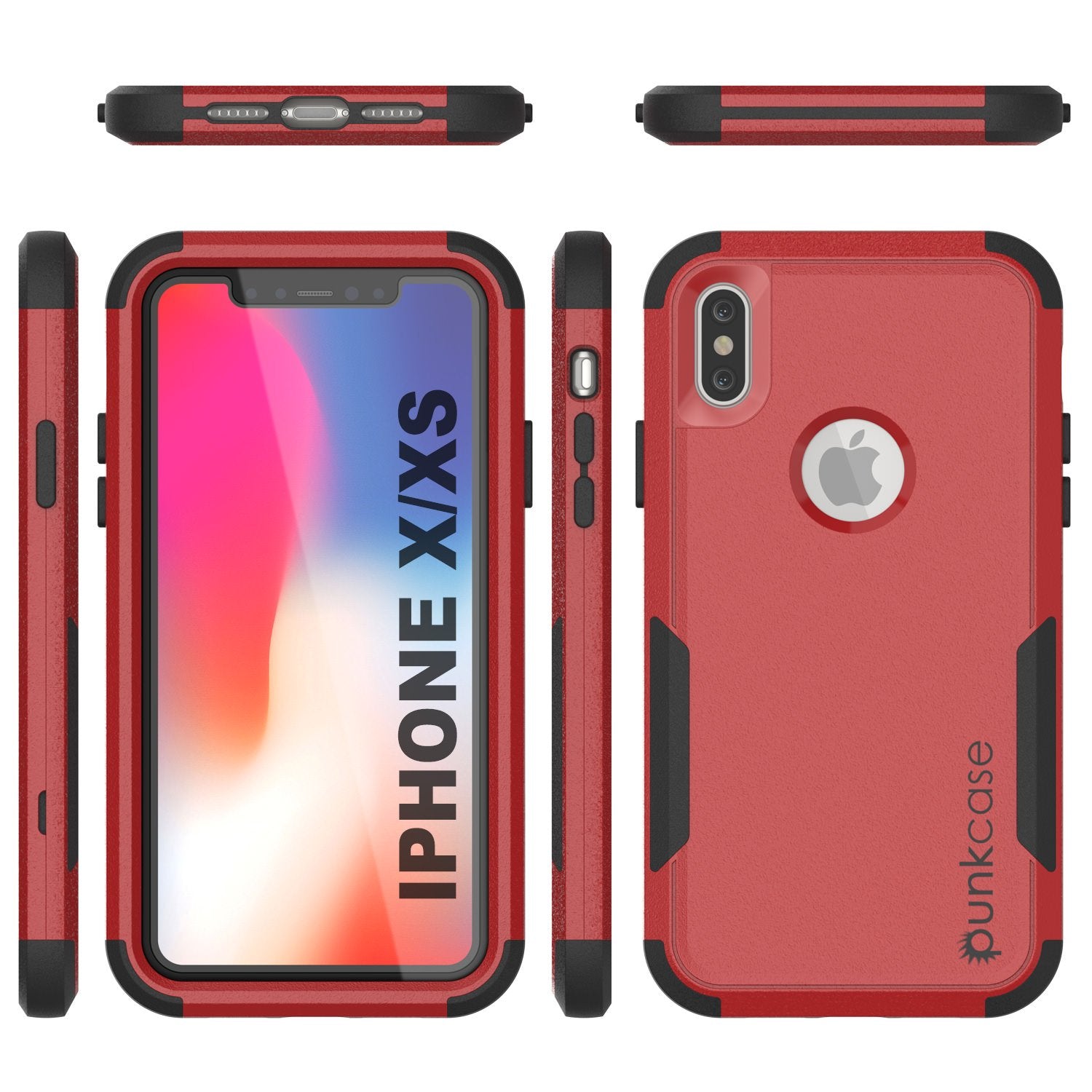 Punkcase for iPhone XS Belt Clip Multilayer Holster Case [Patron Series] [Red-Black]