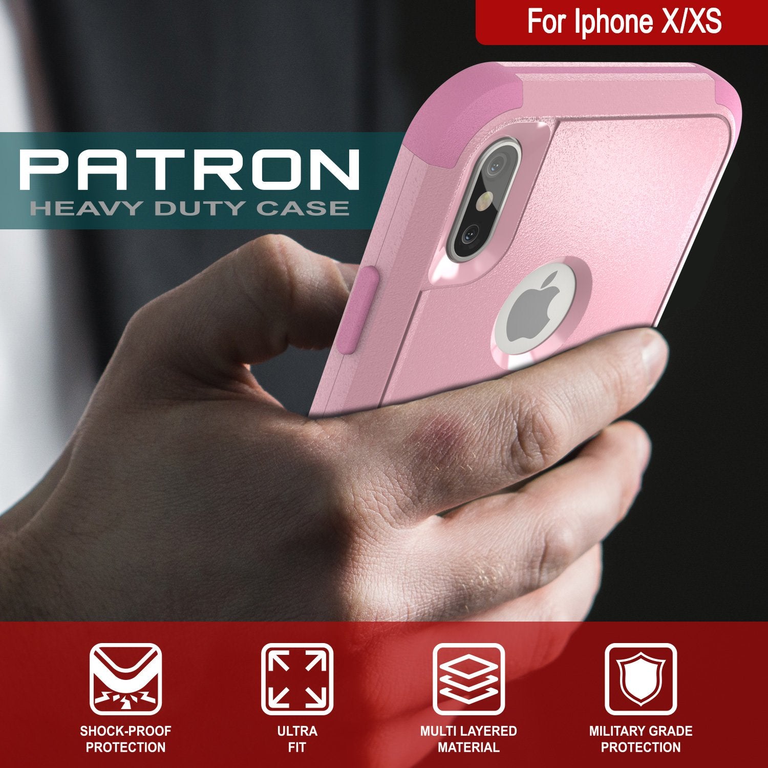 Punkcase for iPhone X Belt Clip Multilayer Holster Case [Patron Series] [Pink]