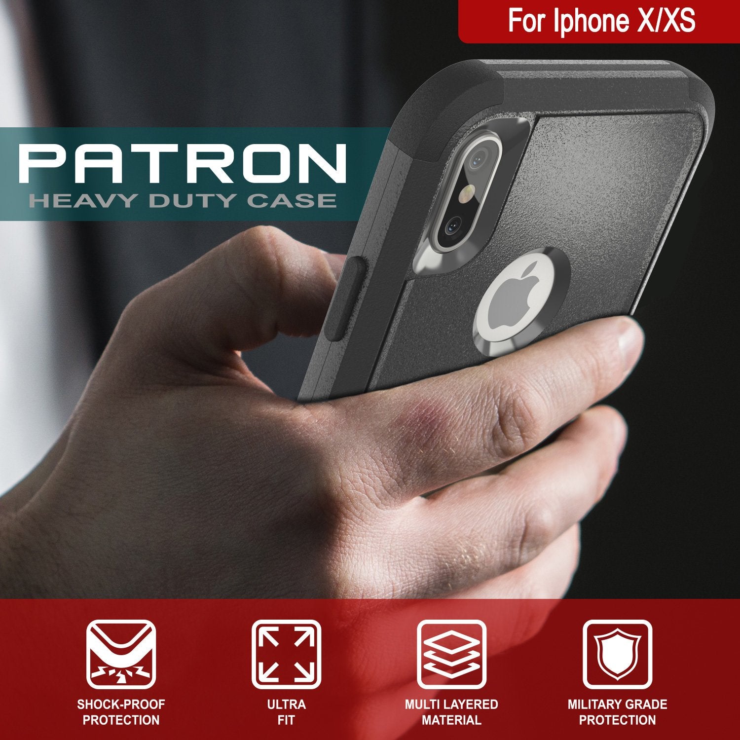 Punkcase for iPhone XS Belt Clip Multilayer Holster Case [Patron Series] [Black]