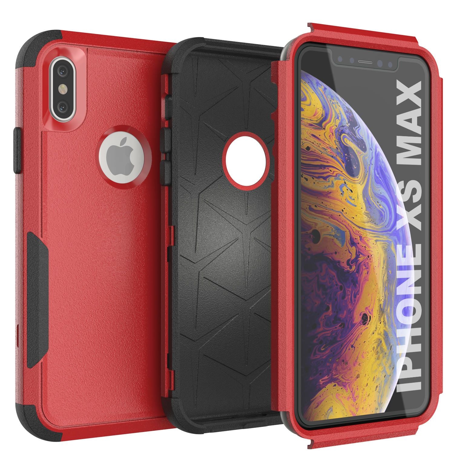 Punkcase for iPhone XS Max Belt Clip Multilayer Holster Case [Patron Series] [Red-Black]
