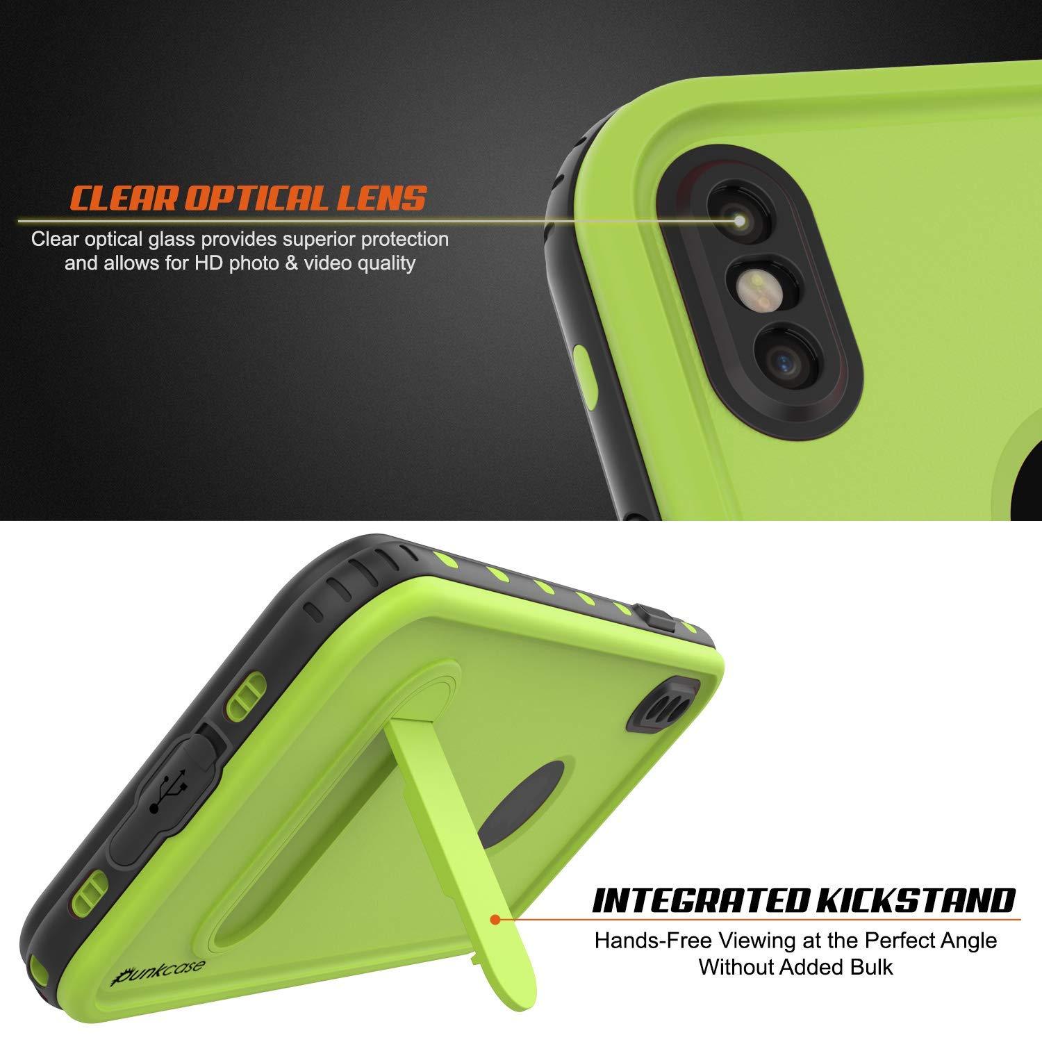 iPhone XS Max Waterproof Case, Punkcase [KickStud Series] Armor Cover [Light-Green]