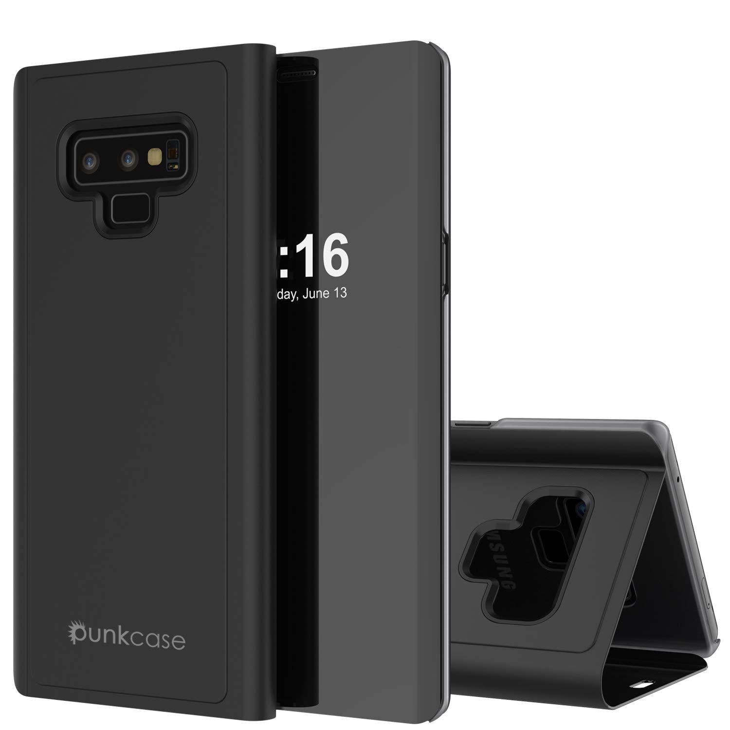 Punkcase Note 9 Reflector Case Protective Flip Cover [Black]
