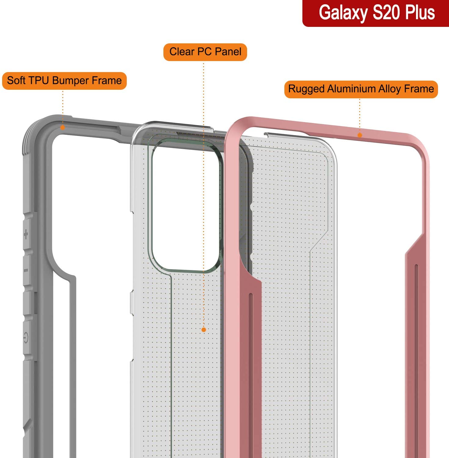 Punkcase S20+ Plus ravenger Case Protective Military Grade Multilayer Cover [Rose-Gold]