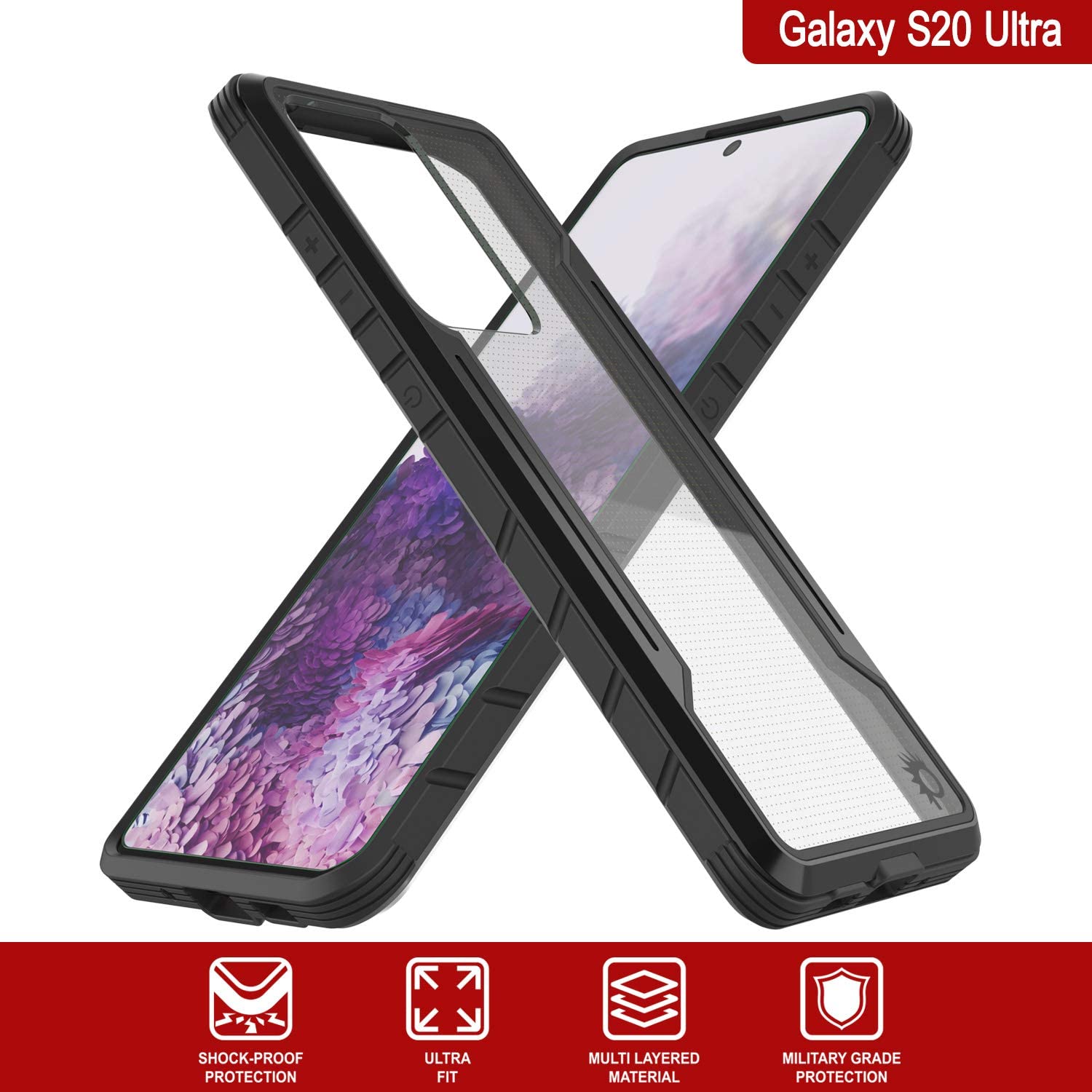 Punkcase S20 Ultra ravenger Case Protective Military Grade Multilayer Cover [Black]