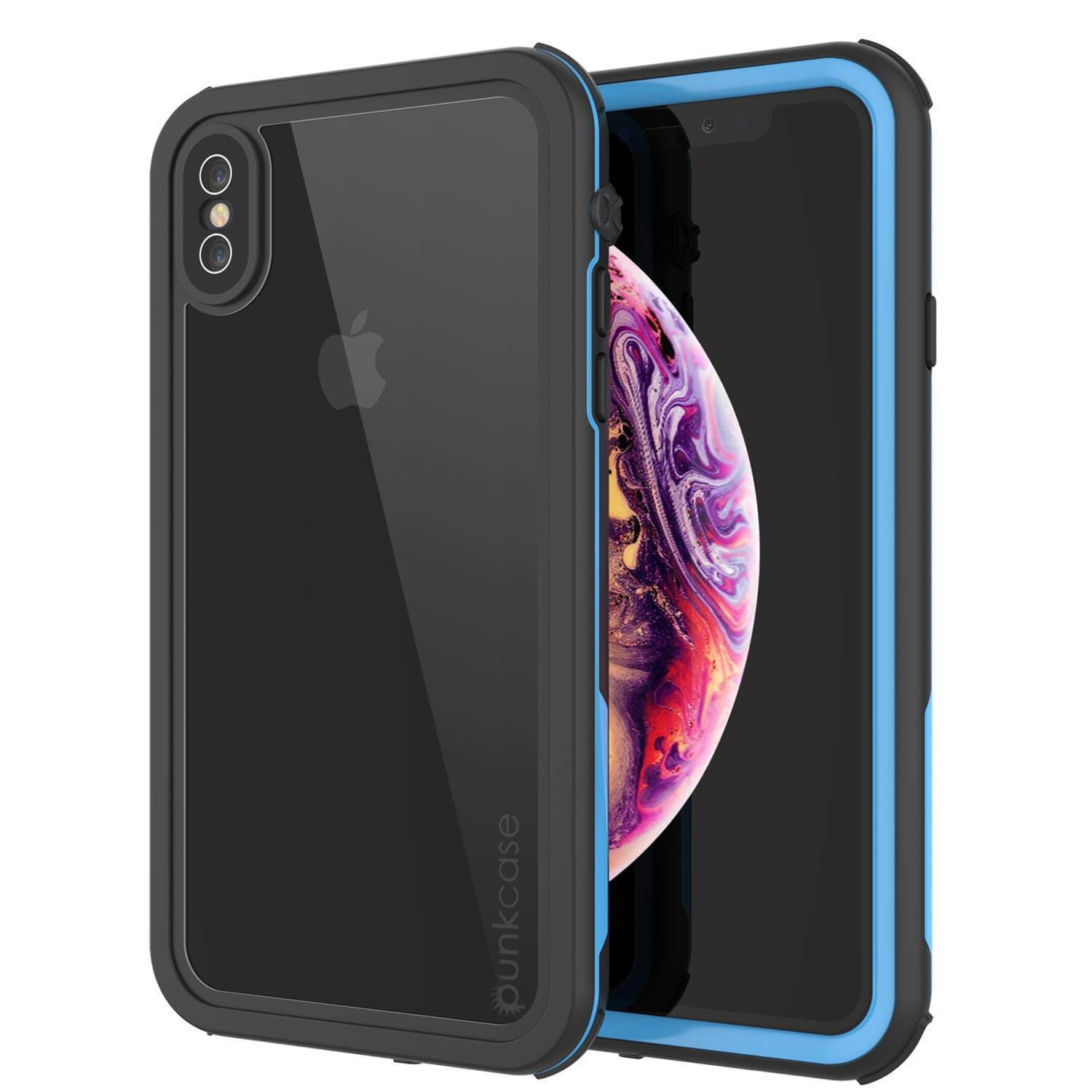 iPhone XS Waterproof IP68 Case, Punkcase [Blue] [Rapture Series]  W/Built in Screen Protector