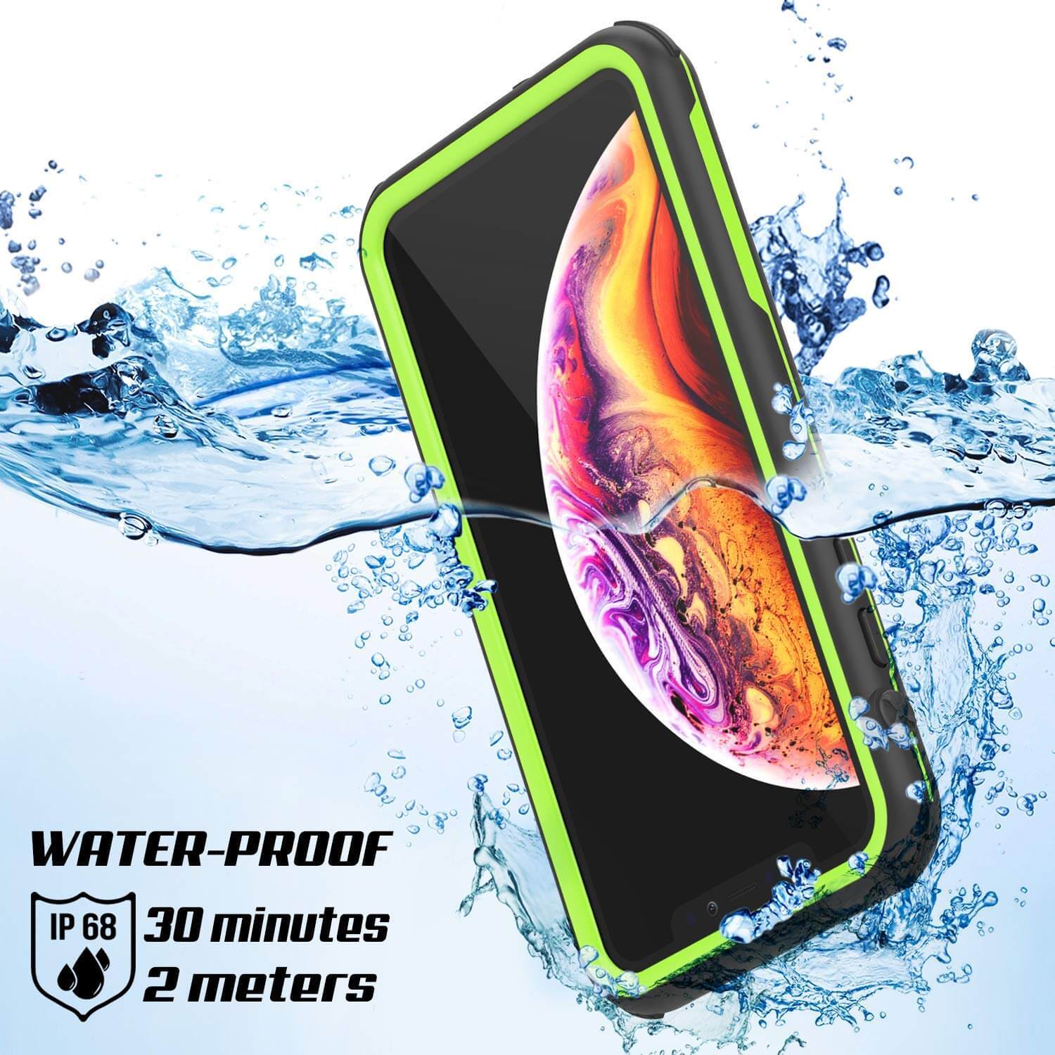 iPhone XS Waterproof IP68 Case, Punkcase [Green] [Rapture Series]  W/Built in Screen Protector