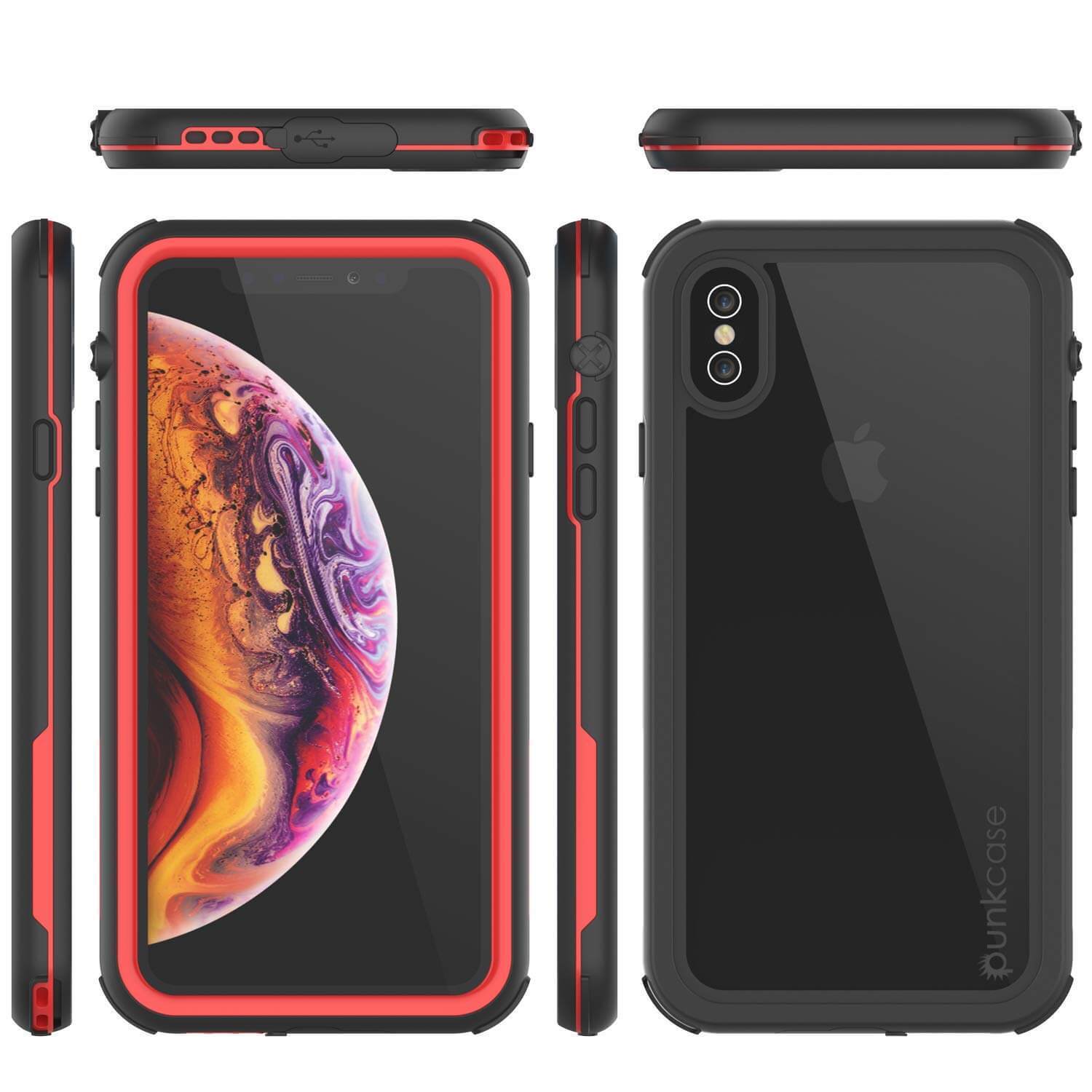 iPhone XS Max Waterproof IP68 Case, Punkcase [red] [Rapture Series]  W/Built in Screen Protector