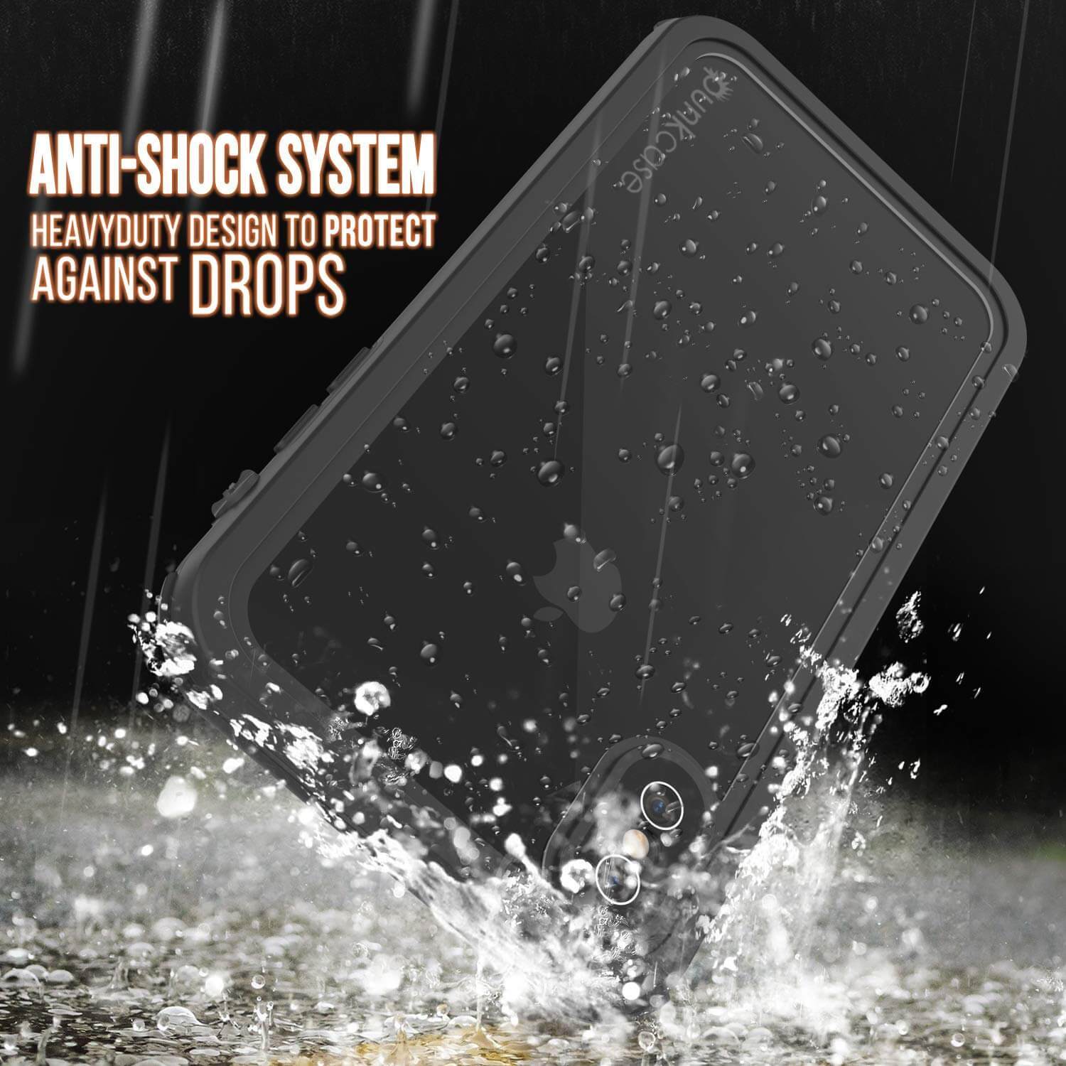 iPhone XS Waterproof IP68 Case, Punkcase [Black] [Rapture Series]  W/Built in Screen Protector