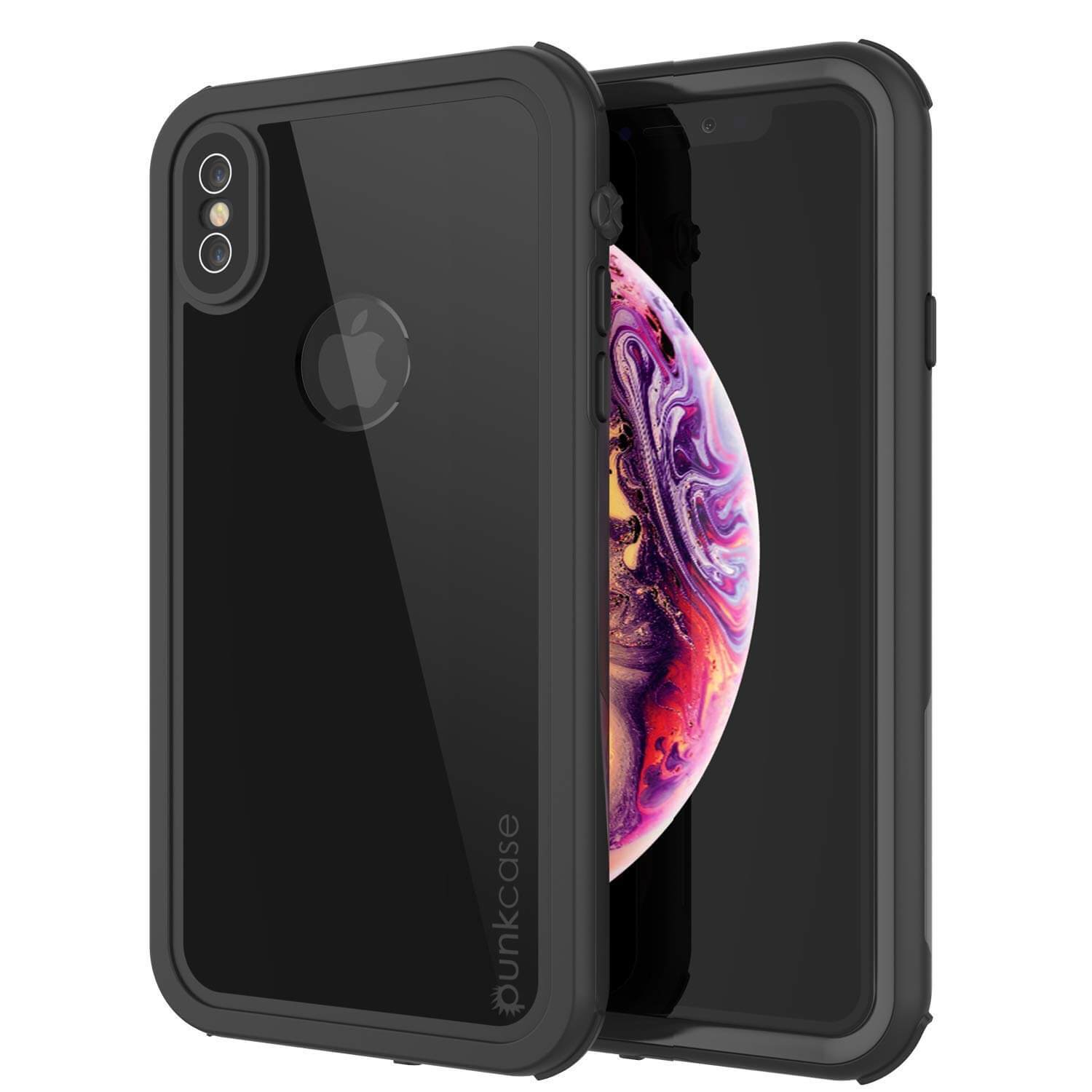 iPhone XS Waterproof IP68 Case, Punkcase [Shiny Black] [Rapture Series]  W/Built in Screen Protector