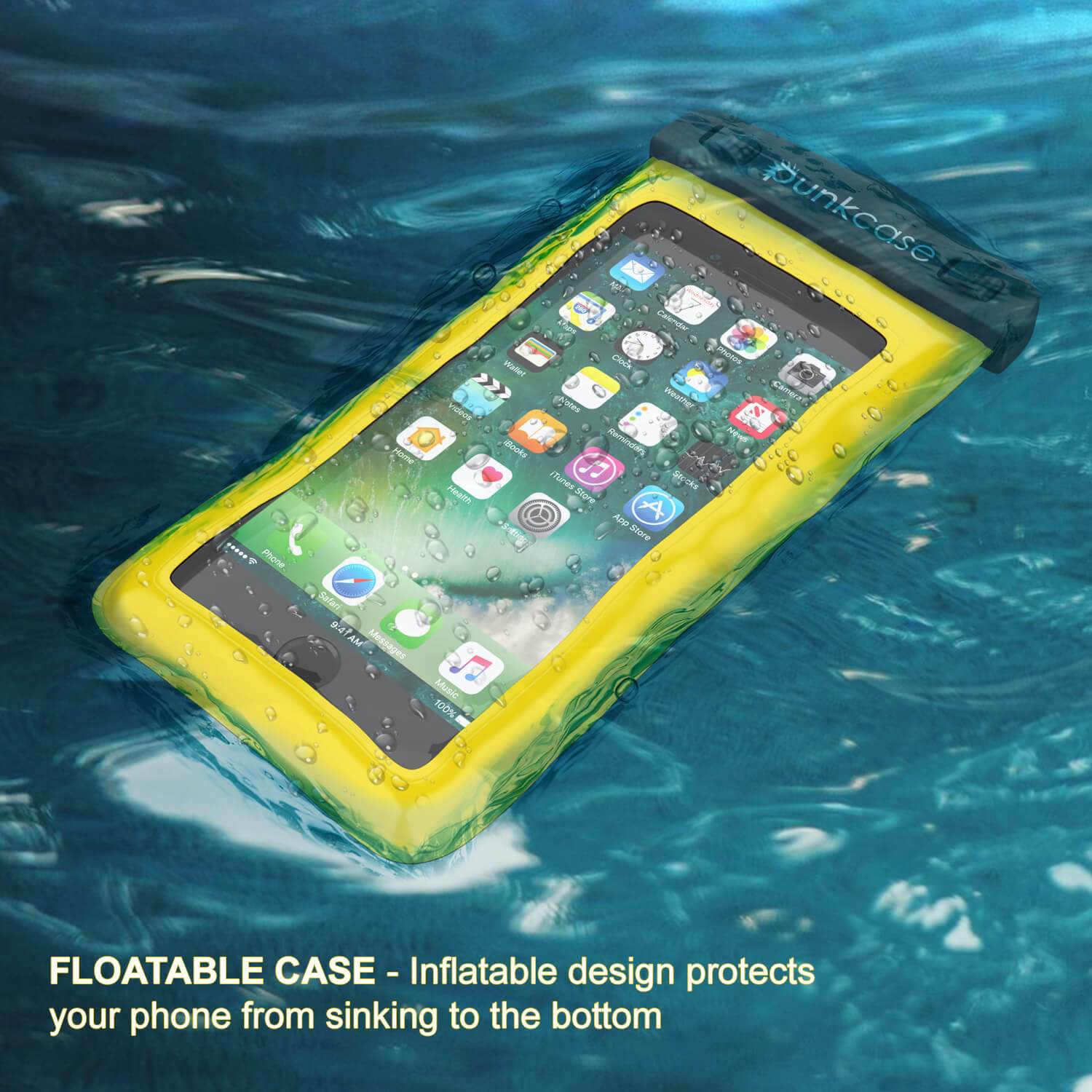 Waterproof Phone Pouch, PunkBag Universal Floating Dry Case Bag for most Cell Phones [Yellow]