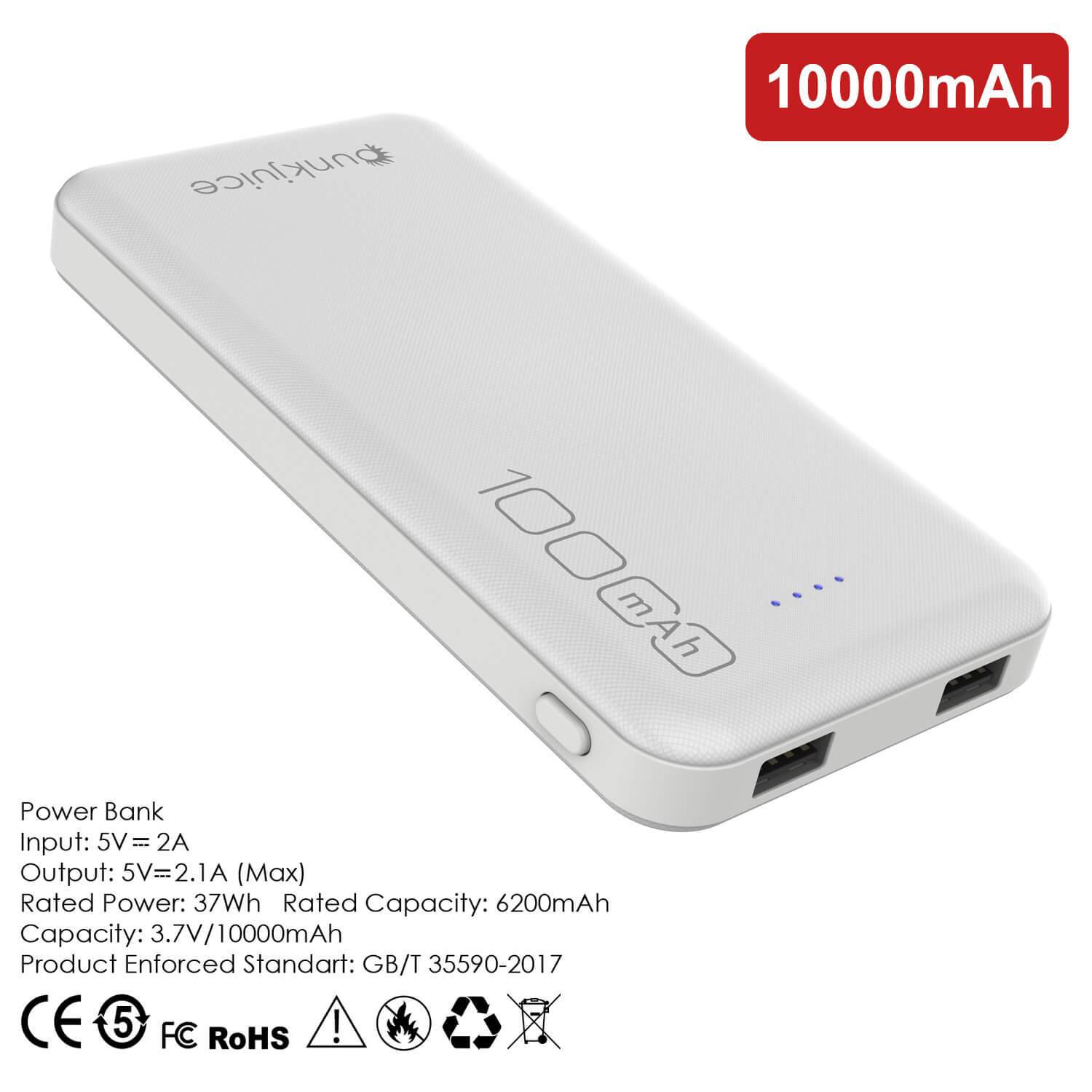 PunkCase PowerBank 10000mah Battery Pack for iPhone X/XS/Max/XR / 11/10, iPad, Samsung Galaxy S10 / S9 and Many More [White]