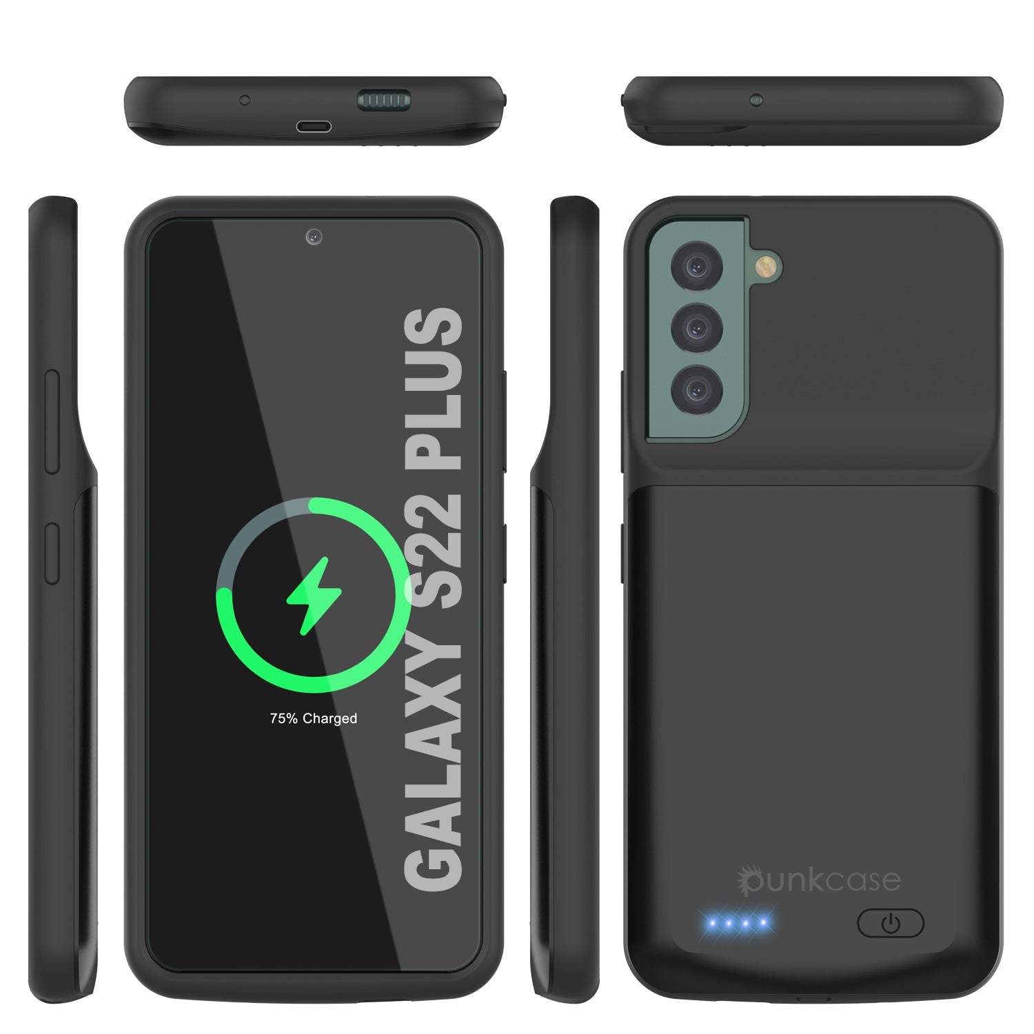 PunkJuice S22+ Plus Battery Case Black - Portable Charging Power Juice Bank with 4800mAh