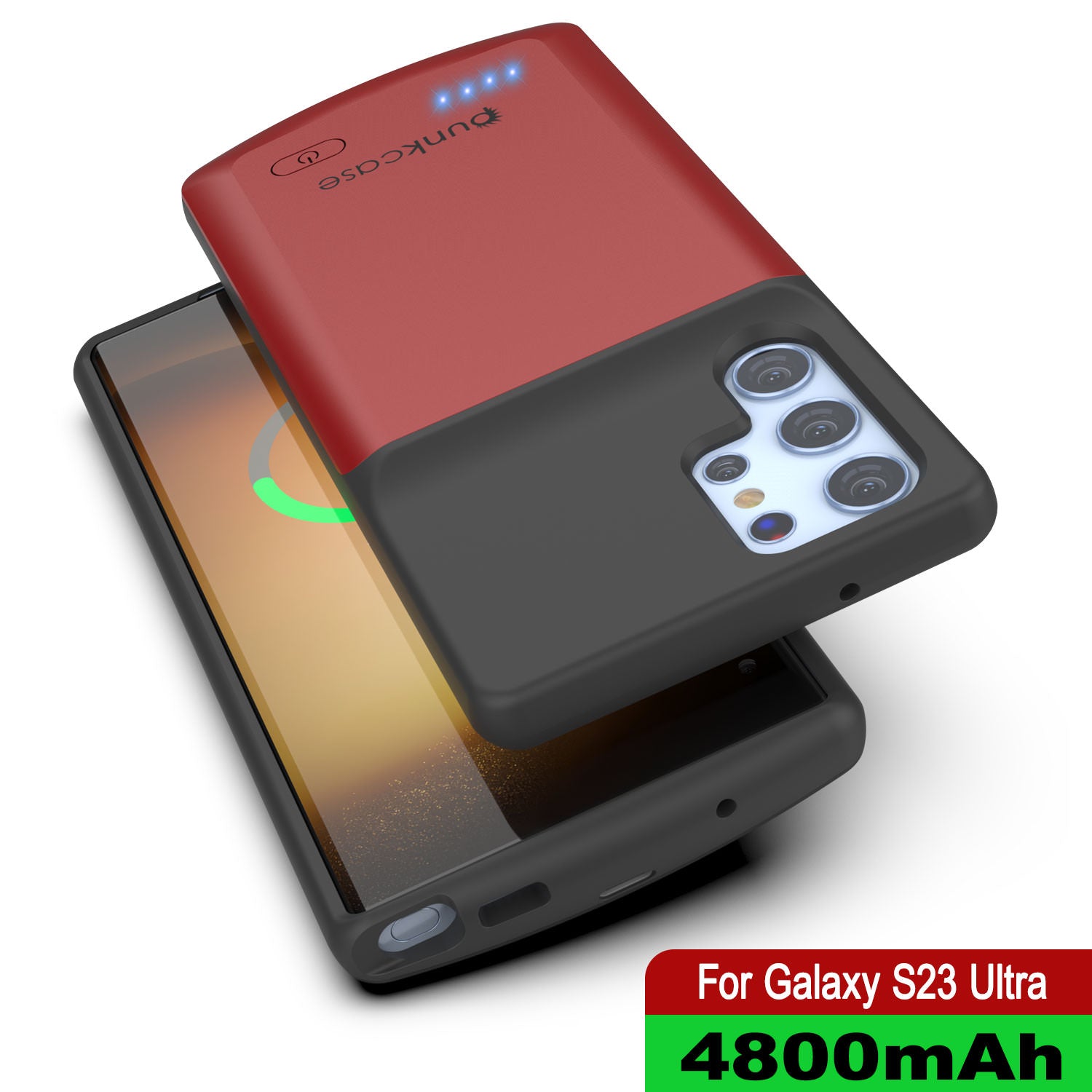 PunkJuice S23 Ultra Battery Case Red - Portable Charging Power Juice Bank with 4800mAh