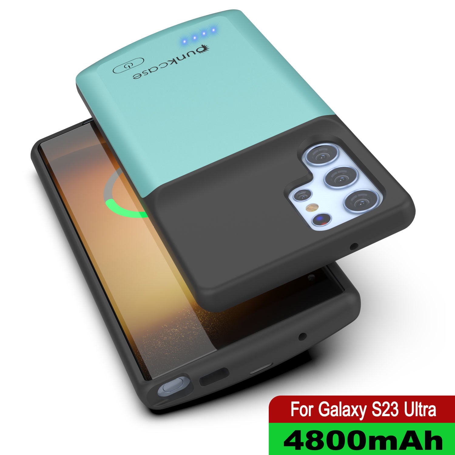 PunkJuice S23 Ultra Battery Case Teal - Portable Charging Power Juice Bank with 4800mAh